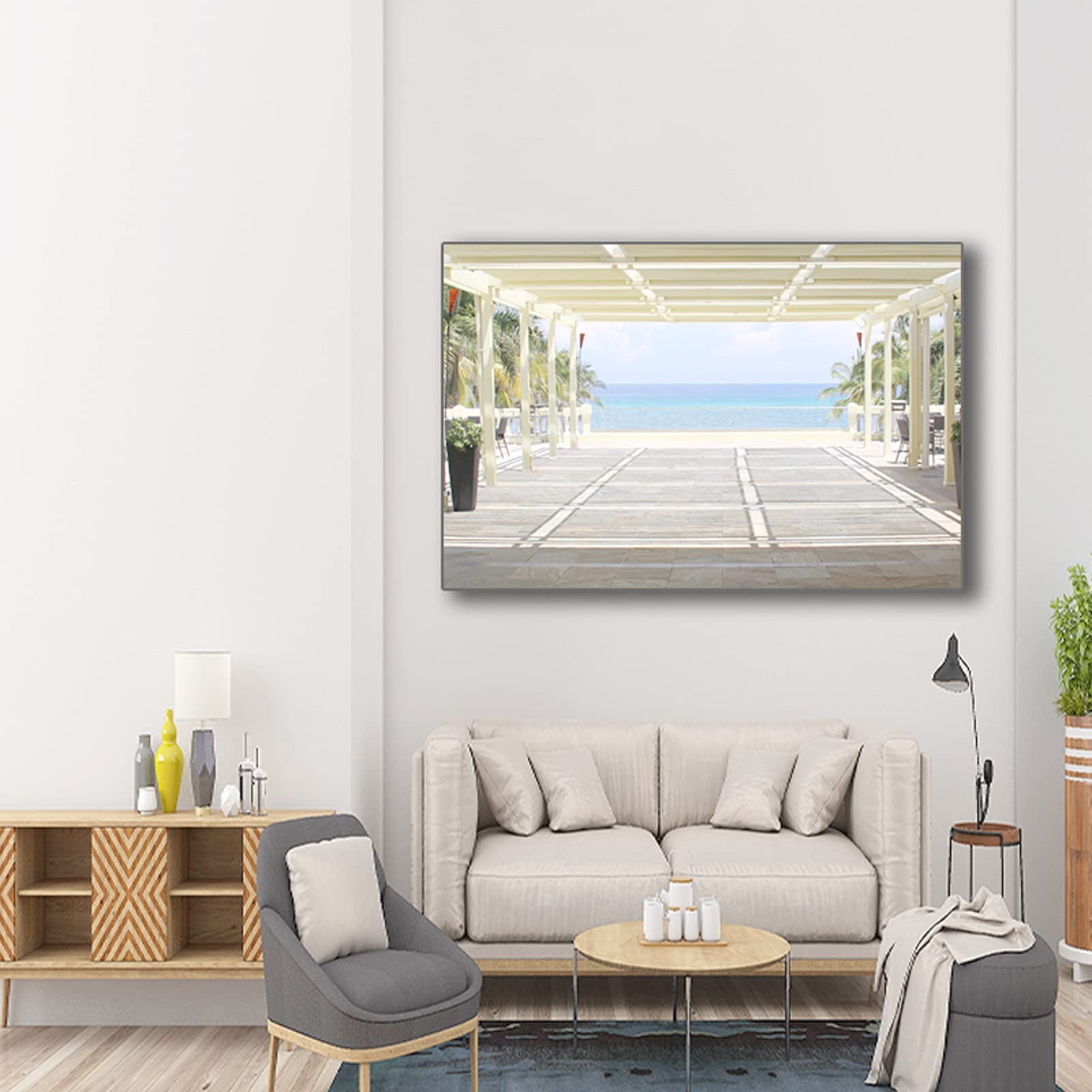 Large Seascape Canvas Wall Art - Modern Ocean Painting Poster for Bedroom & Living Room Décor - Perfect for Coastal, Beach, and Nautical Themed Home Interiors