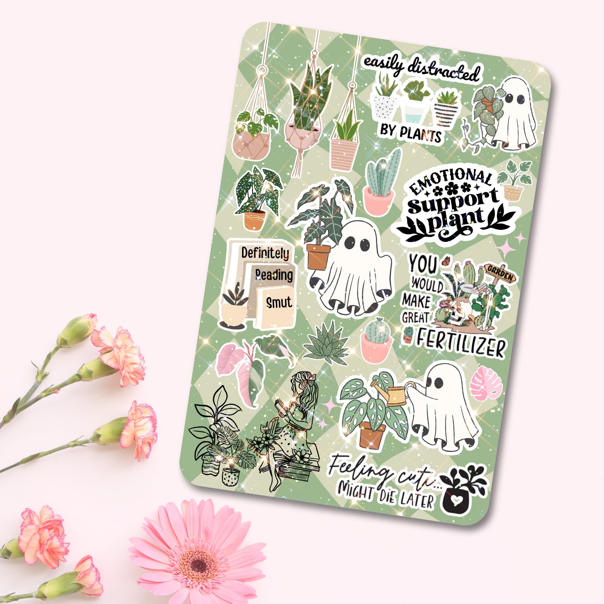 Clear Kindle Back Cover Insert for Kindle Paperwhite 11th Generation | Bookish E-Reader Case Insert with Agave Green Cardstock | BookTok Inspired Stickers | Perfect Gift for Book and Plant Lovers | Ideal for Reading, Travel & Book Club Meetings