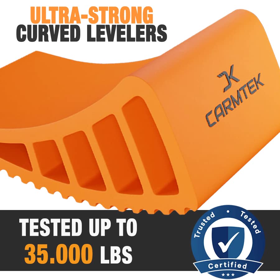 CARMTEK Camper Leveler Premium Kit - RV Leveling System with Wheel Chocks, Rubber Mats & Carry Bag for Dual Axle Trailers | Fast Setup for RV, Travel Trailer & Camper | Perfect for Camping, Road Trips & Outdoor Adventures