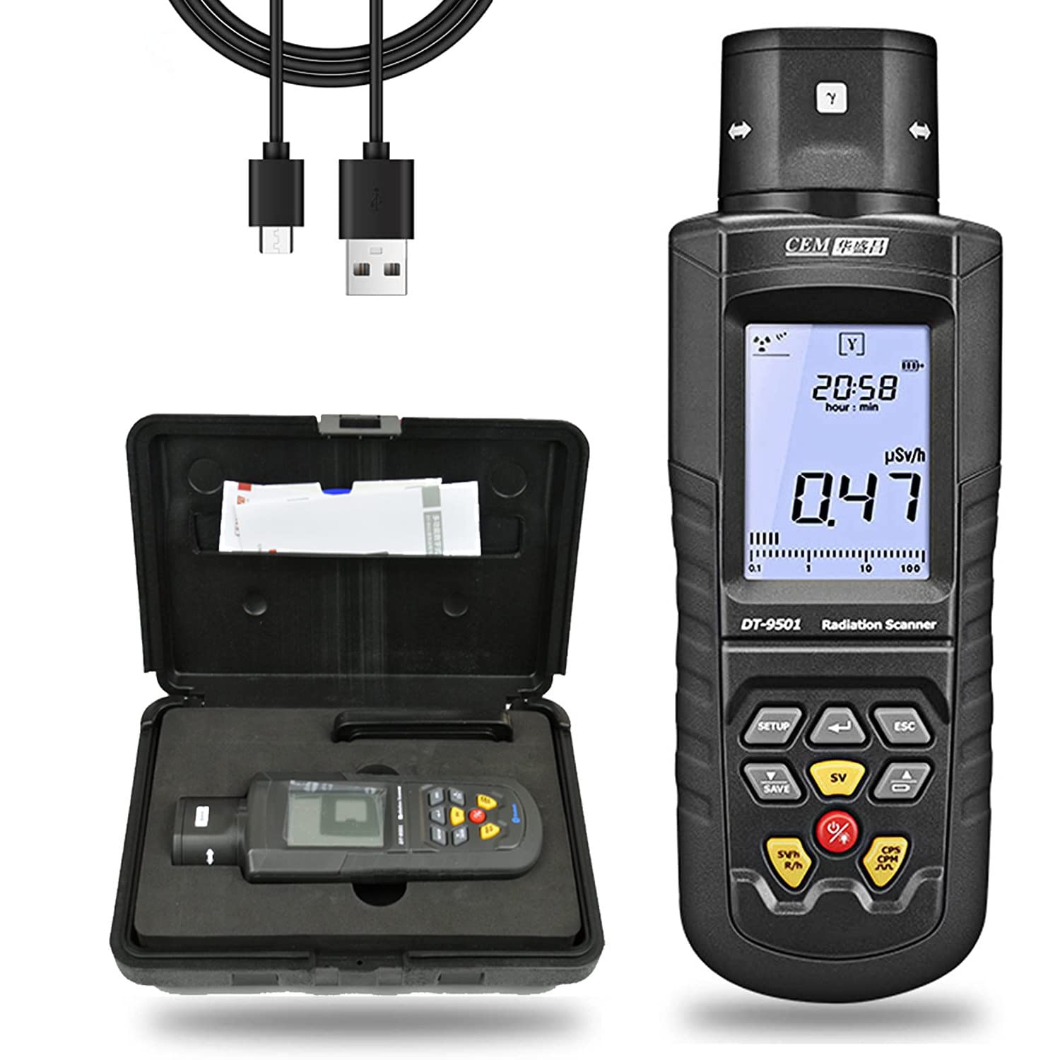 Portable Digital Geiger Counter - High Sensitivity Nuclear Radiation Detector for a, β, γ & X-Ray Testing | LCD Display Electromagnetic Radiation Scanner with Alarm | Dosimeter Monitor for Home Safety, Emergency Preparedness & Industrial Use