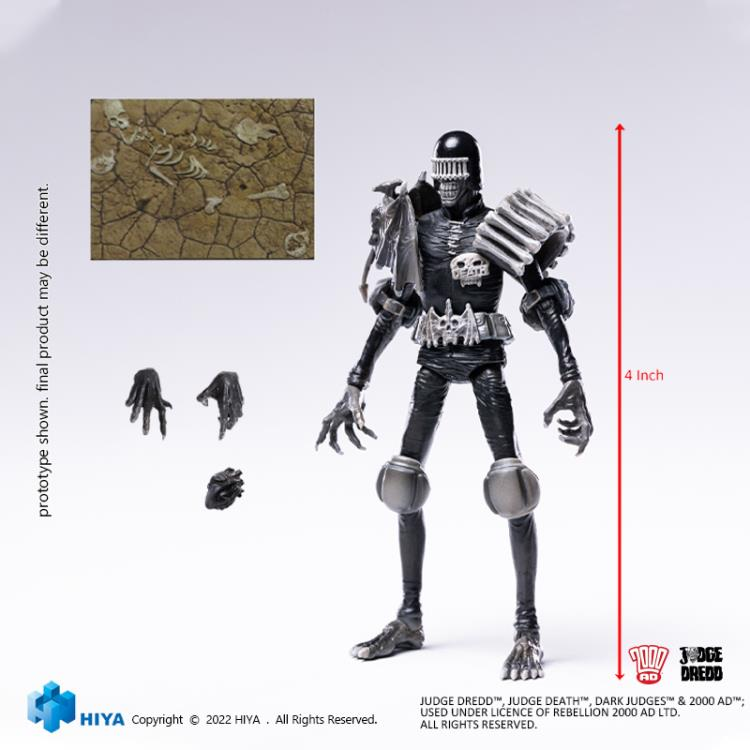 1/18 HIYA 4inch Action Figure - Exquisite Mini Series Judge Dredd vs Judge Death (Black & White) - Collectible Model for Display & Comic Book Scenes