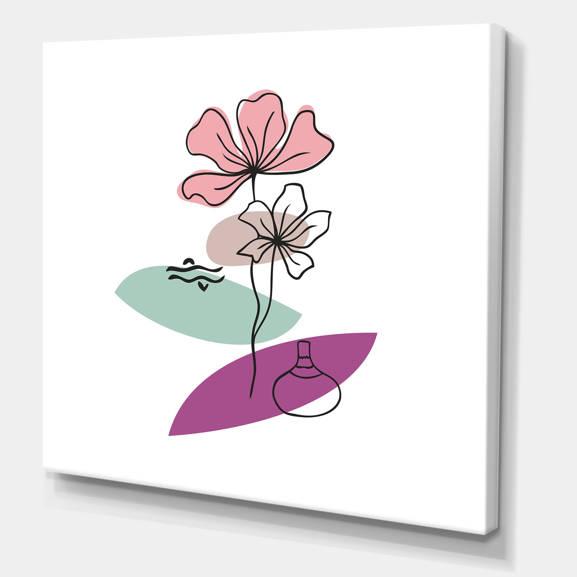 Abstract Floral Botanical Canvas Wall Art - Modern Home Decor for Living Room, Bedroom & Office