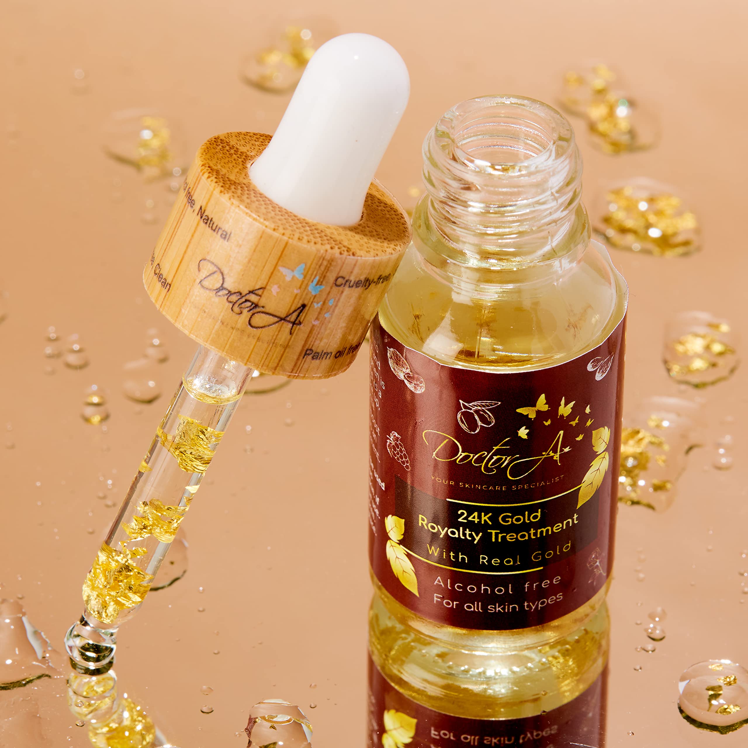 24K Gold Facial Oil Treatment - Hydrating Vegan Face Oil with Argan, Grapeseed, Rosehip, Coconut, Castor & Bergamot Oils - Anti-Aging Skin Care for Dry, Sensitive & Mature Skin - Perfect for Night Routine & Daily Moisturizing