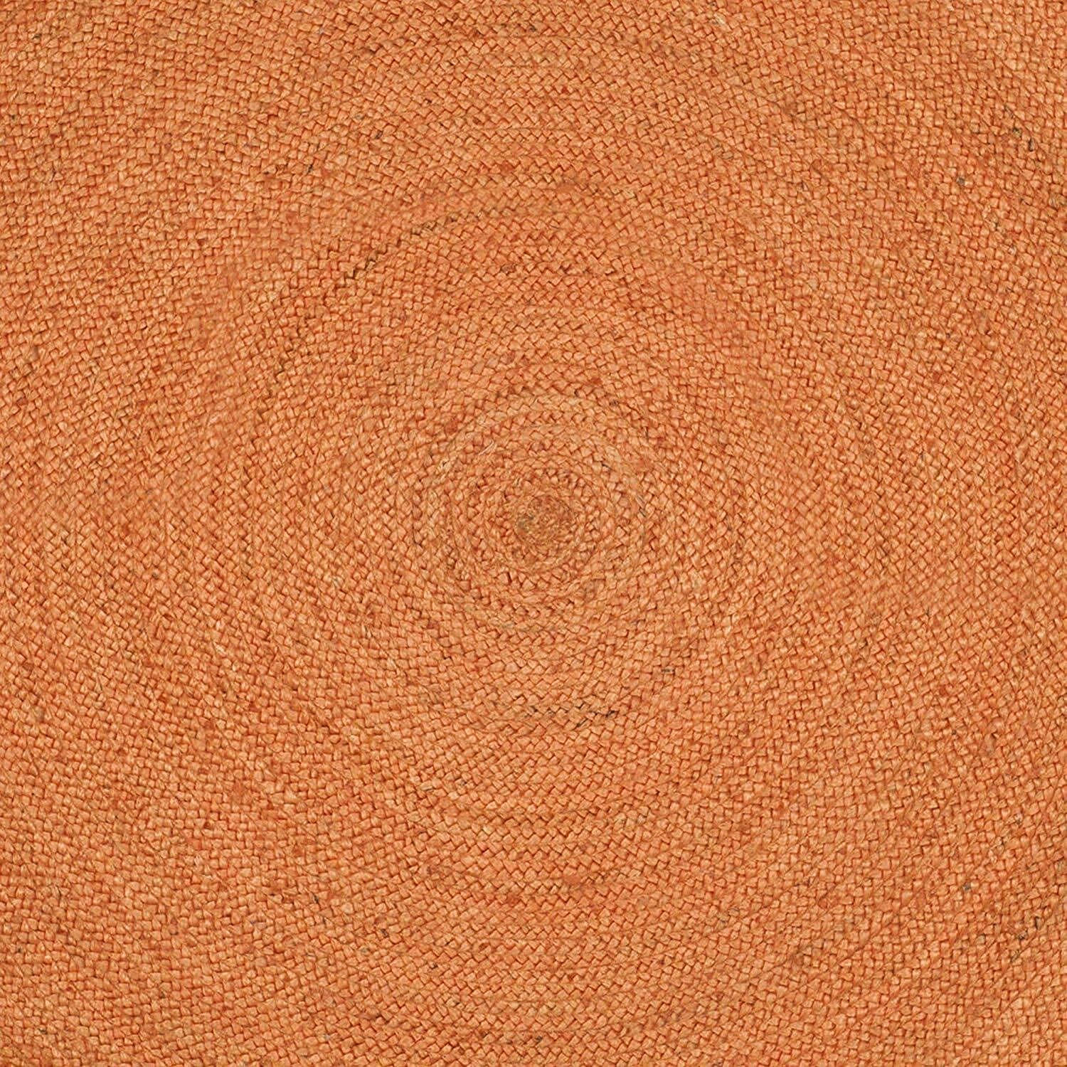 Handmade Natural Jute Round Farmhouse Rug - 11x11ft Braided Area Carpet for Living Room, Bedroom, Kitchen | Indoor/Outdoor Use | Orange Boho Decor | Perfect for Cozy Home, Patio & Dorm Room