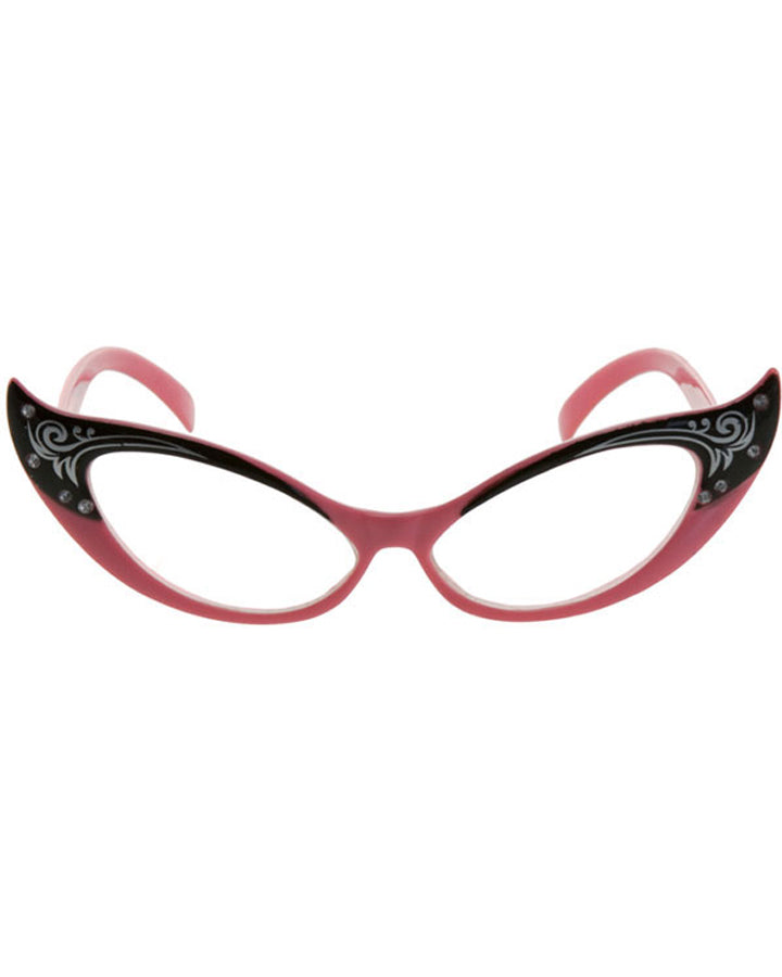 Vintage 50s Cat Eye Glasses - Pink & Clear Retro Sunglasses for Women | Perfect for Costume Parties, Vintage Fashion & Photo Shoots