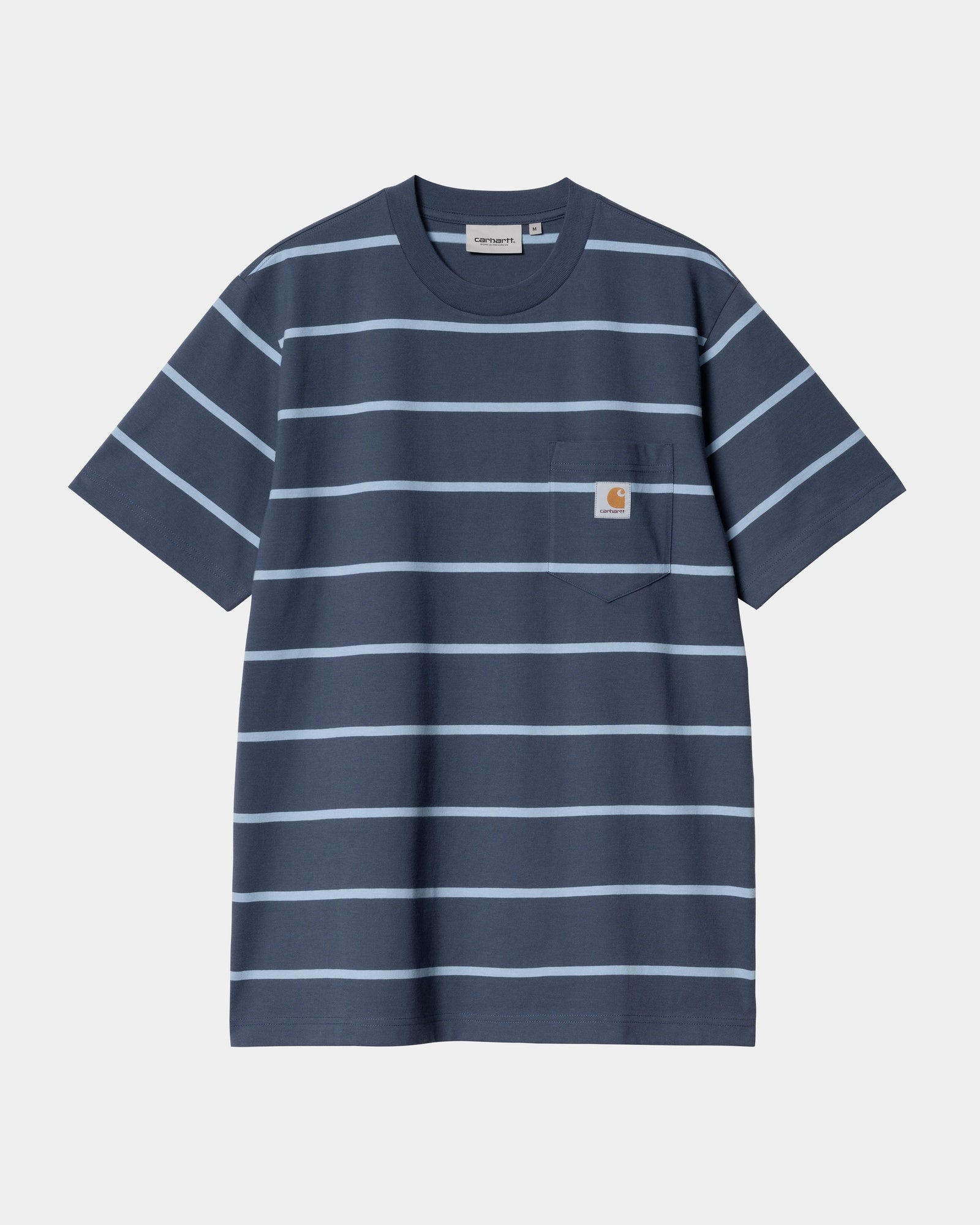 Aiken Stripe Pocket T-Shirt for Men | Soft Cotton Casual Tee in Dusky Blue | Perfect for Everyday Wear, Outings & Relaxing