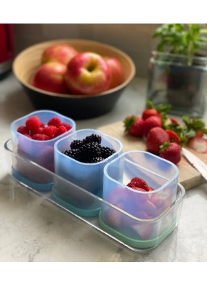 Yumbox Chop Chop Set of 3 Silicone Food Storage Containers - BPA-Free Lunch Box for Kids, Adults | Perfect for School, Work, Picnics & Meal Prep