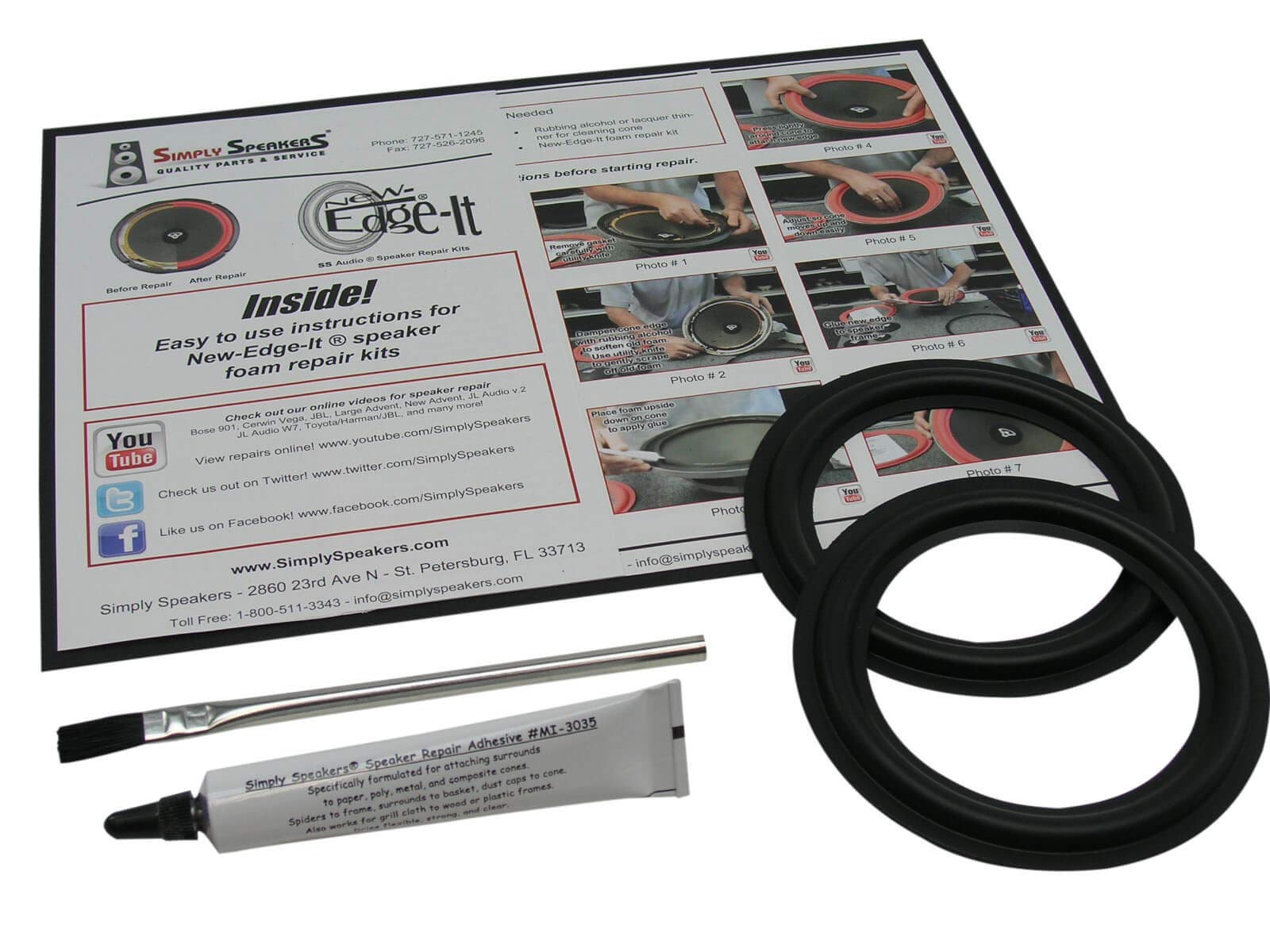 Rubber Edge 5.25 Inch Speaker Repair Kit RSK-5.25 (Pair) - Perfect for Car Audio and Home Theater Speaker Restoration