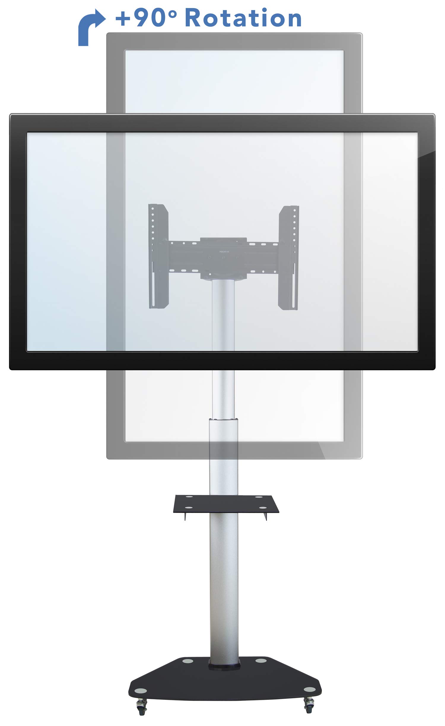 Mount-It! Adjustable Mobile TV Cart Stand for 37-70 Inch Flat Screens - Heavy Duty Rolling TV Stand with Component Shelf & Locking Casters, Supports VESA 200x200 to 600x400 & 110 lbs - Perfect for Living Rooms, Classrooms & Conference Rooms (MI-1875)