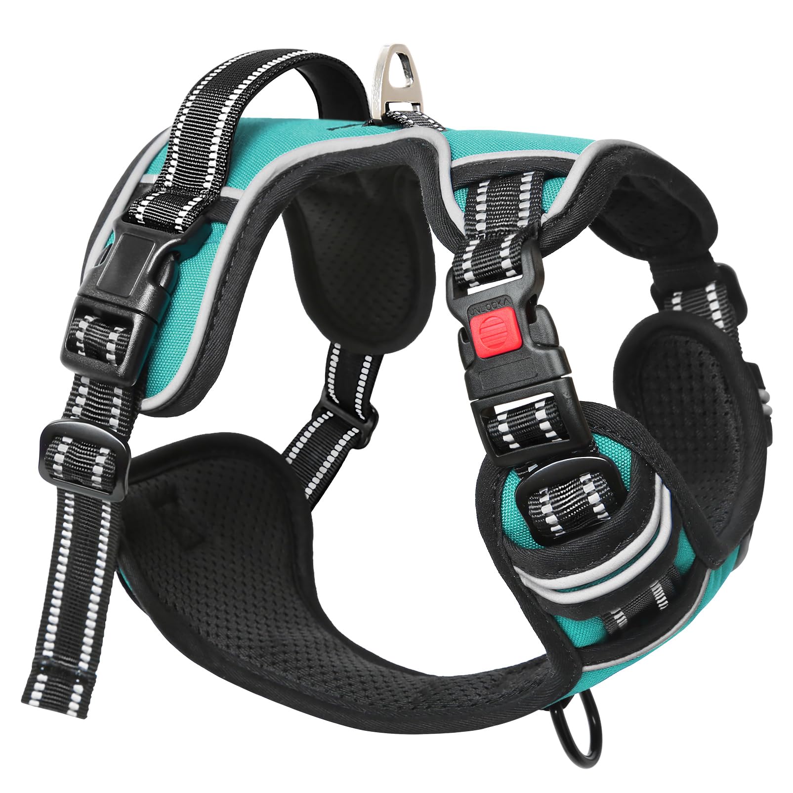 **Timos No-Pull Dog Harness with 3 Snap Buckles & 2 Leash Clips - Adjustable Soft Padded Reflective Vest for Small, Medium, Large & X-Large Dogs - No-Choke Oxford Design for Walking, Running & Outdoor Adventures**