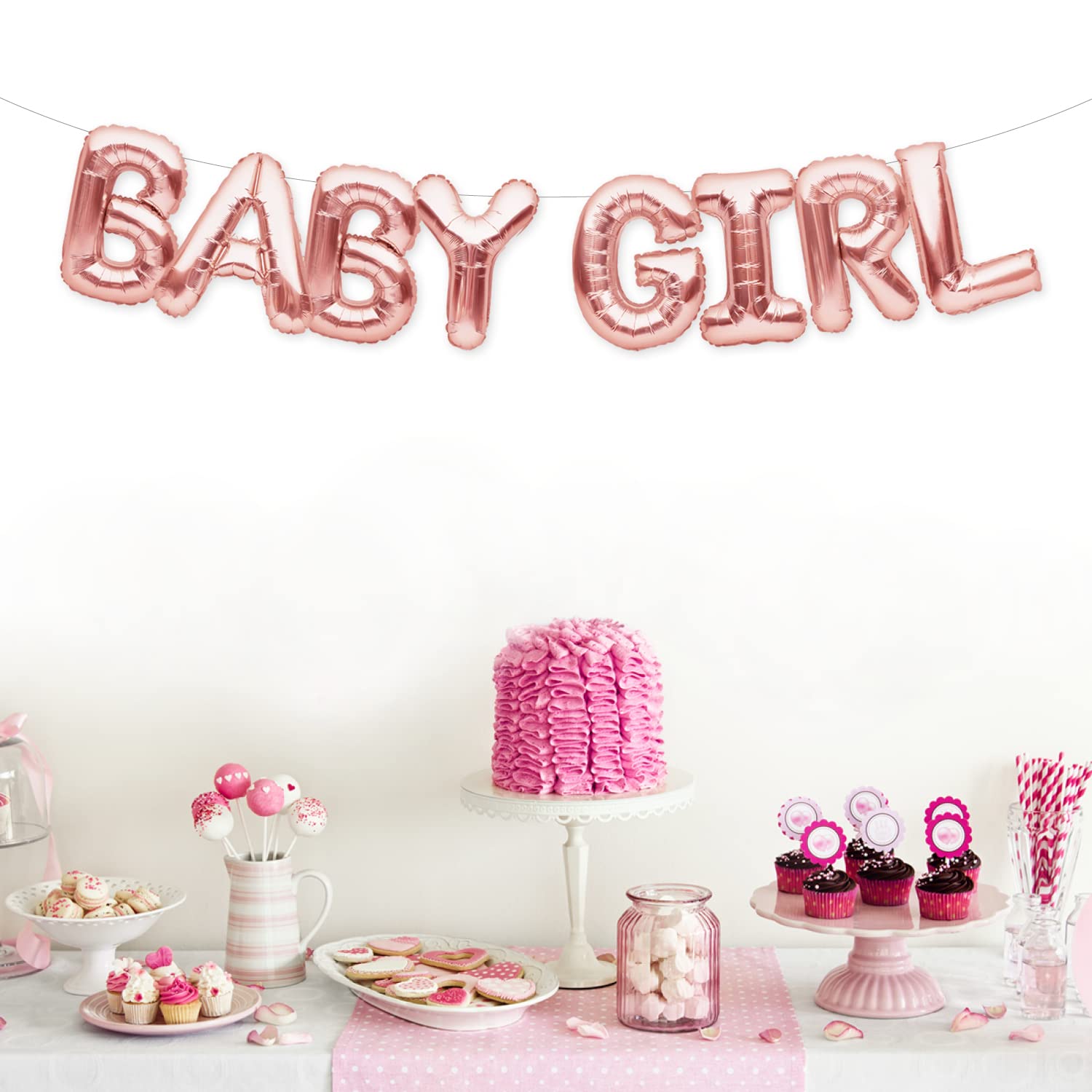 Rose Gold BABY GIRL Balloon Banner - Gender Reveal & Baby Shower Party Decorations - Perfect for Nursery Decor, Birthday Celebrations & Newborn Photography Backdrops