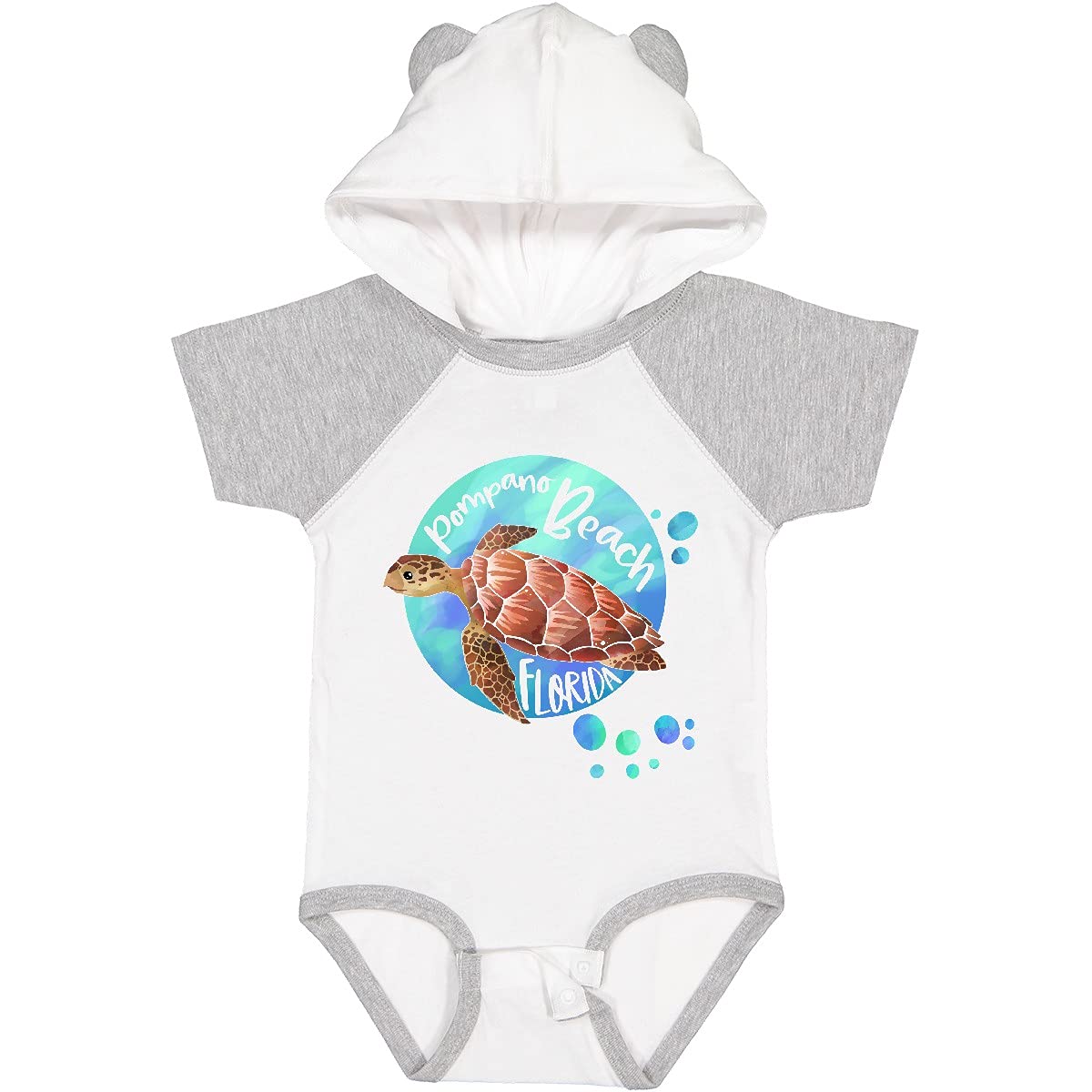Inktastic Pompano Beach Florida Swimming Sea Turtle with Bubbles Baby Bodysuit – Cute Organic Cotton Onesie for Newborns & Infants – Perfect for Beach Trips, Pool Parties & Summer Outfits