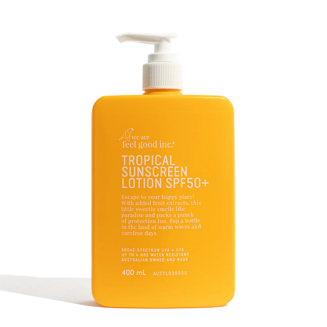 Feel Good Inc SPF50+ Tropical Sunscreen Lotion - Waterproof, Broad Spectrum Sun Protection for Beach, Pool & Outdoor Activities