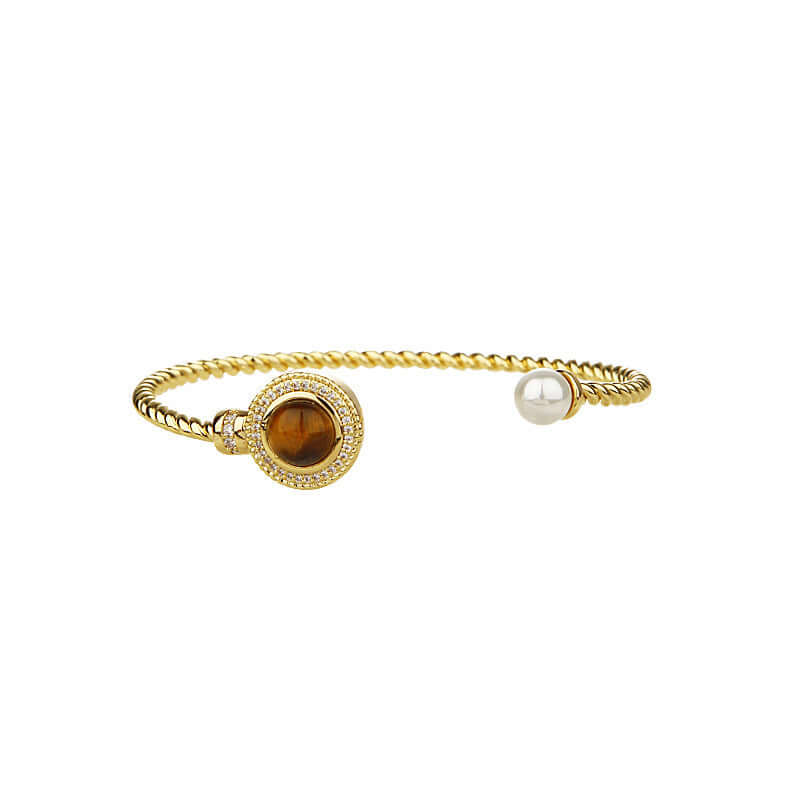 French Style Tiger Eye Stone Cuban Chain Bracelet for Men & Women - Natural Healing Crystal Jewelry Gift for Protection & Confidence - Perfect for Casual Wear, Meditation & Spiritual Healing | R1636