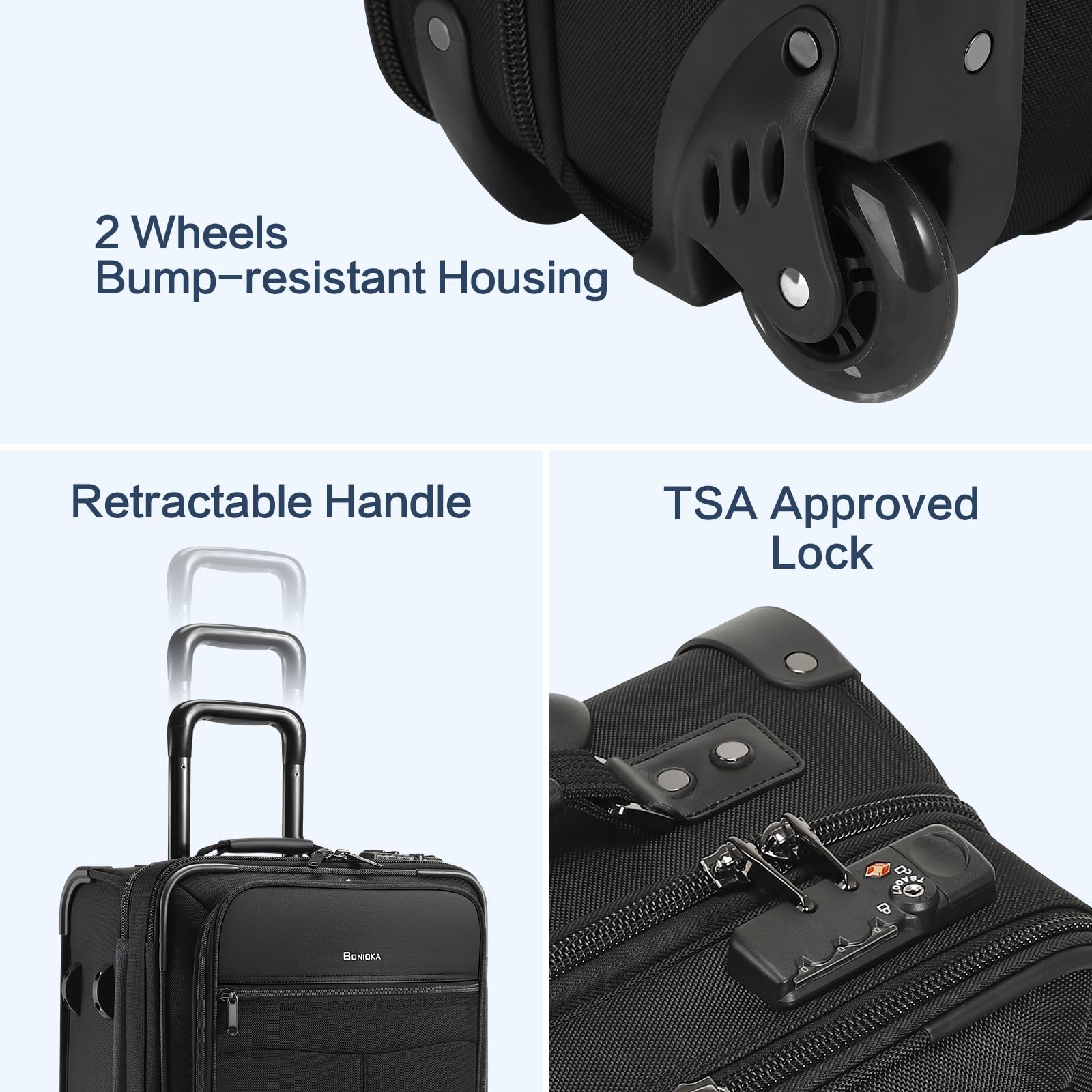 TSA Approved 22 Inch Rolling Garment Bag with Wheels - 2 in 1 Travel Suitcase & Luggage for Business Trips | Built-in Lock, Durable Black Carry-On | Perfect for Business Travel, Weddings & Formal Events