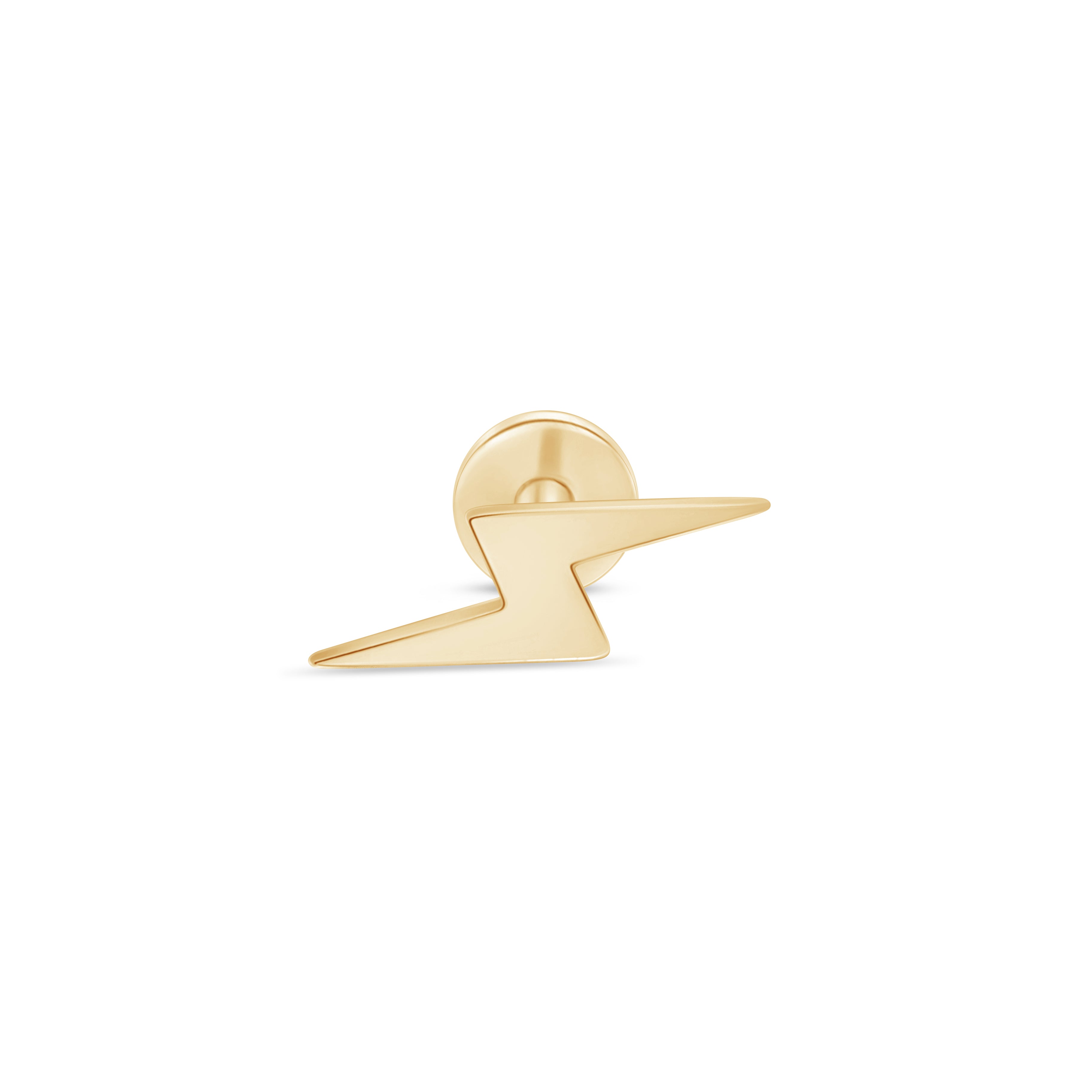 14k Yellow Gold Lightning Bolt Flat Back Stud Earrings - Perfect for Everyday Wear, Gifts & Punk Rock Fashion