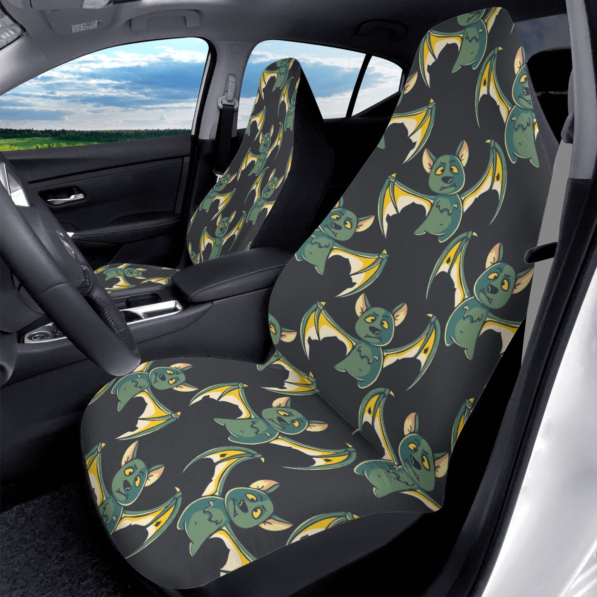 Batty The Bat Front Car Seat Covers - Waterproof & Non-Slip Universal Fit for Sedan, SUV, Truck - Perfect for Pets, Kids & Everyday Protection