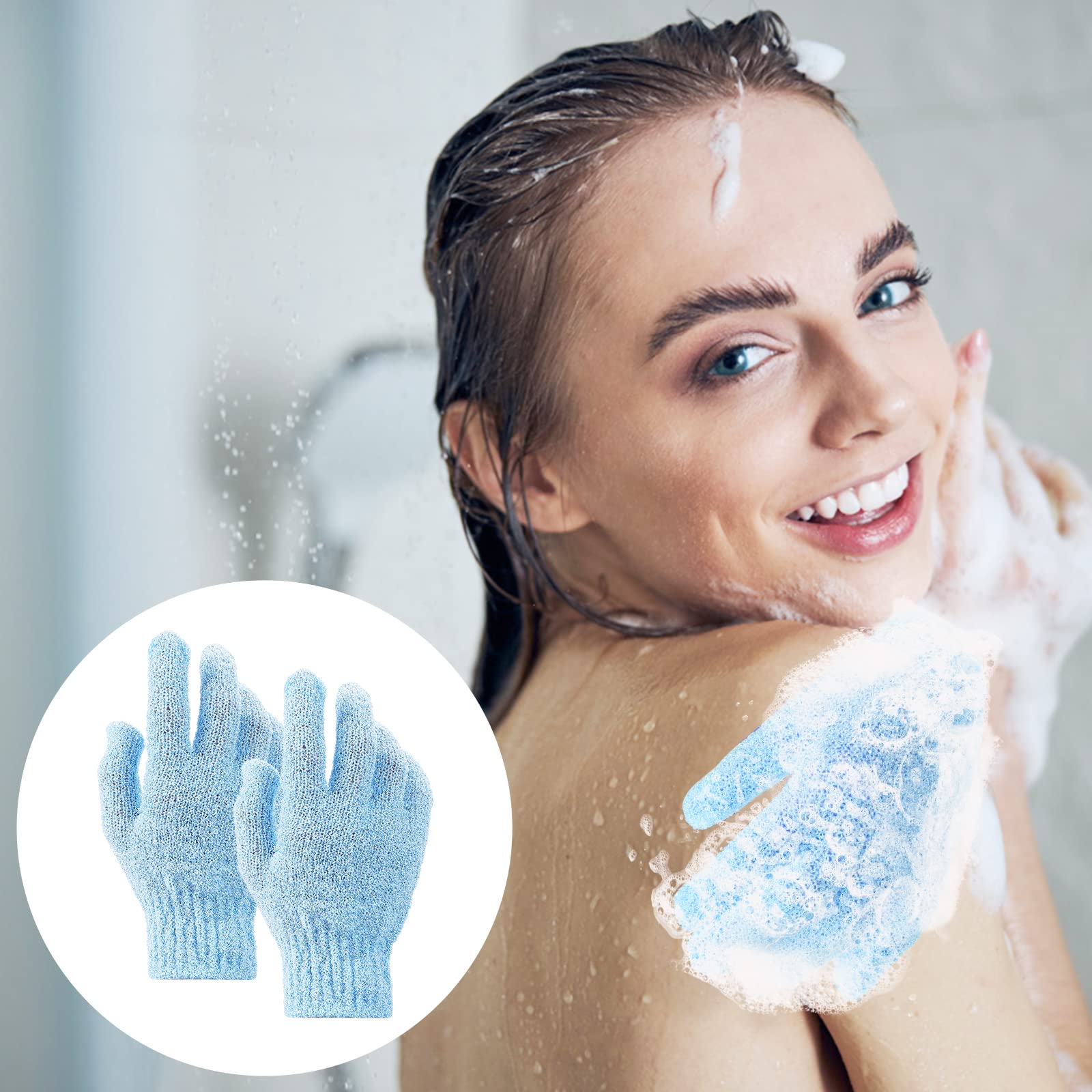 Sibba 1 Pair Exfoliating Bath Gloves - Natural Loofah & Microfiber Shower Gloves for Body & Face, Dead Skin Remover, Double-Sided Wash Mitts for Adults & Kids - Perfect for Spa Day & Sensitive Skin Care