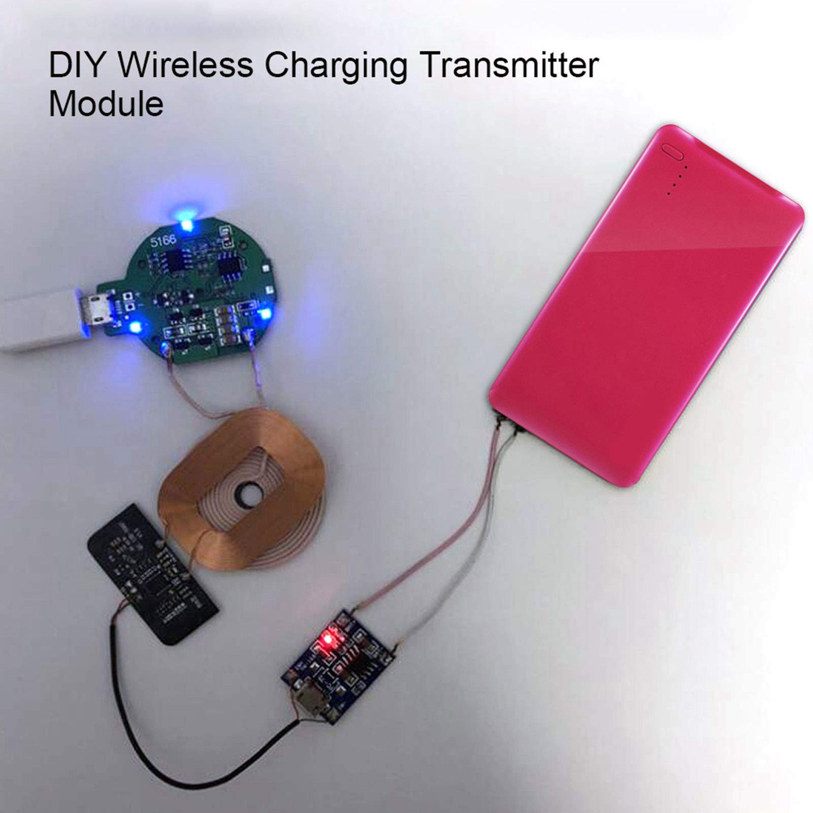 Qi Standard Wireless Charger Receiver Module - 5V 1A Ultra-Thin DIY Charging Coil Circuit for Qi-Compatible Devices - Perfect for Smartphones, Tablets & Wearables