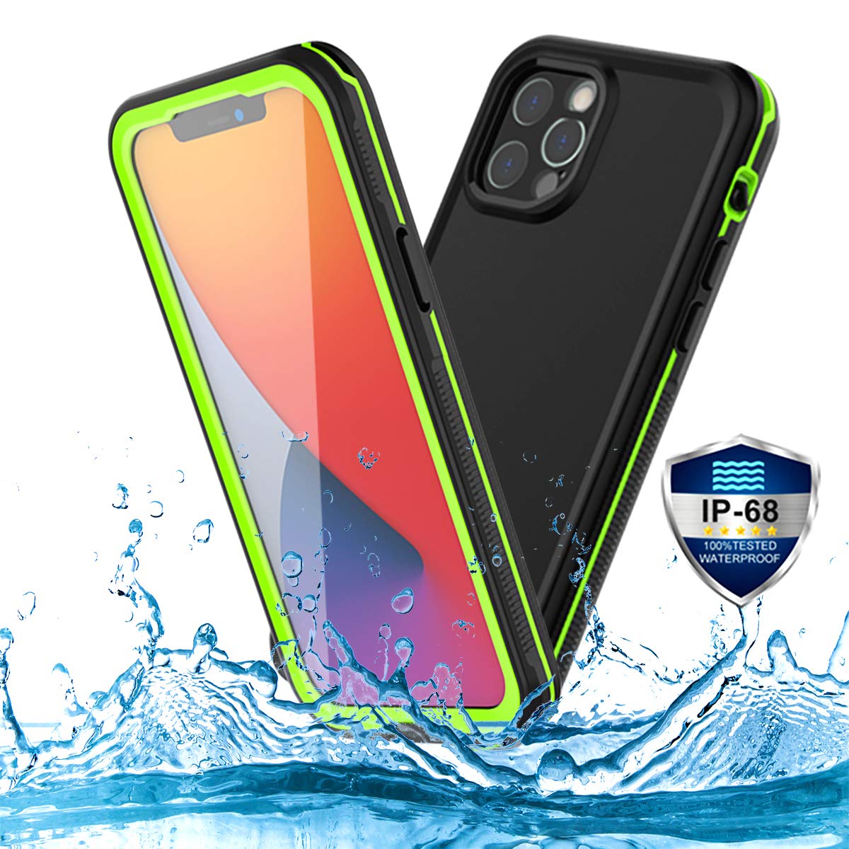**PINGTEKOR iPhone 12 Pro Max Waterproof Case - IP68 Certified, Shockproof, Dustproof & Snowproof Heavy Duty Protection Cover with Built-in Screen Protector for iPhone 12 Pro Max 6.7 Inch - Perfect for Outdoor Adventures, Swimming & Extreme Sports**