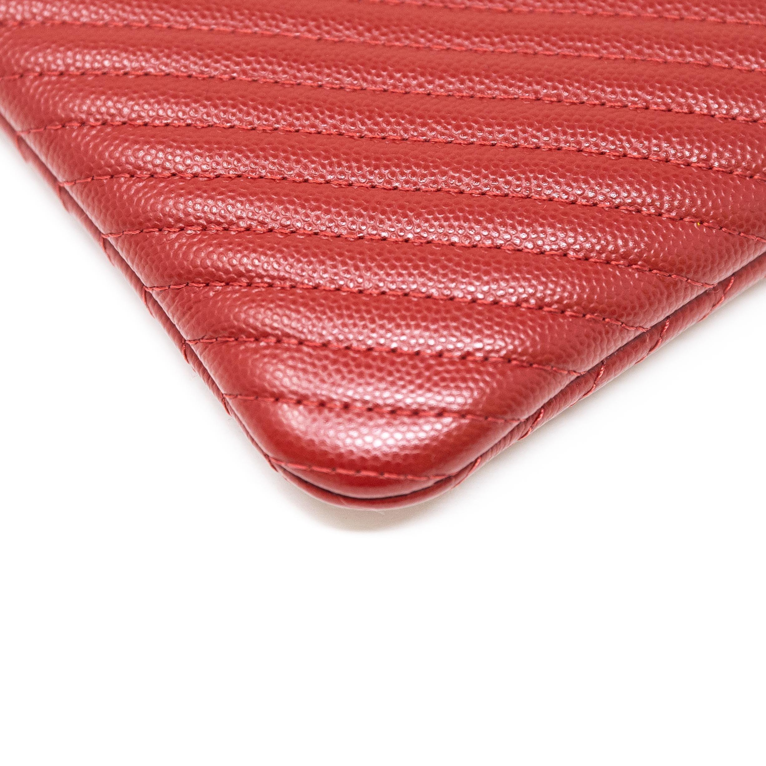 Chanel Red Medium O Case Pouch - Luxury Leather Cosmetic Bag for Women | Perfect for Travel, Makeup Storage & Everyday Essentials