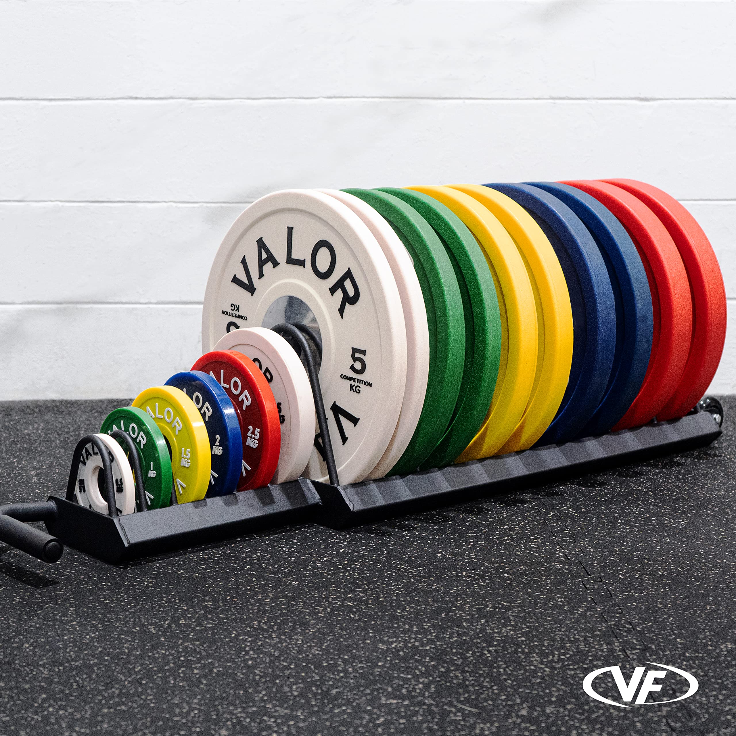 Valor Fitness Portable Bumper Plate Storage Rack - Heavy Duty Horizontal Weight Plate Organizer with Wheels for Home Gym (Holds up to 16 Olympic Bumper Plates) - Perfect for Garage Gym, CrossFit & Strength Training Workouts