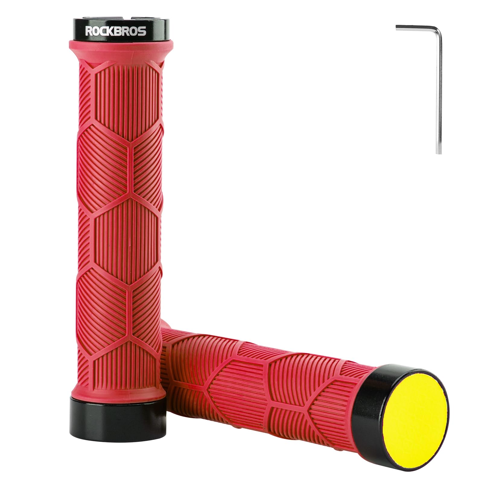 ROCKBROS Lock-on Bike Handle Grips - High Gloss Reflective MTB/BMX Grips for Mountain & Folding Bikes (22mm Diameter) - Perfect for Night Riding & Off-Road Cycling