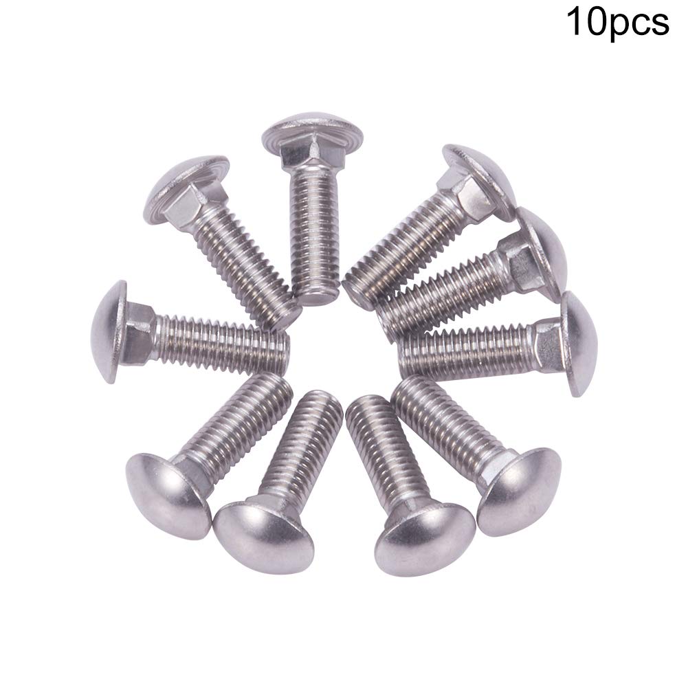 M6x20mm 304 Stainless Steel Carriage Bolts - 10PCS for Automotive & Furniture