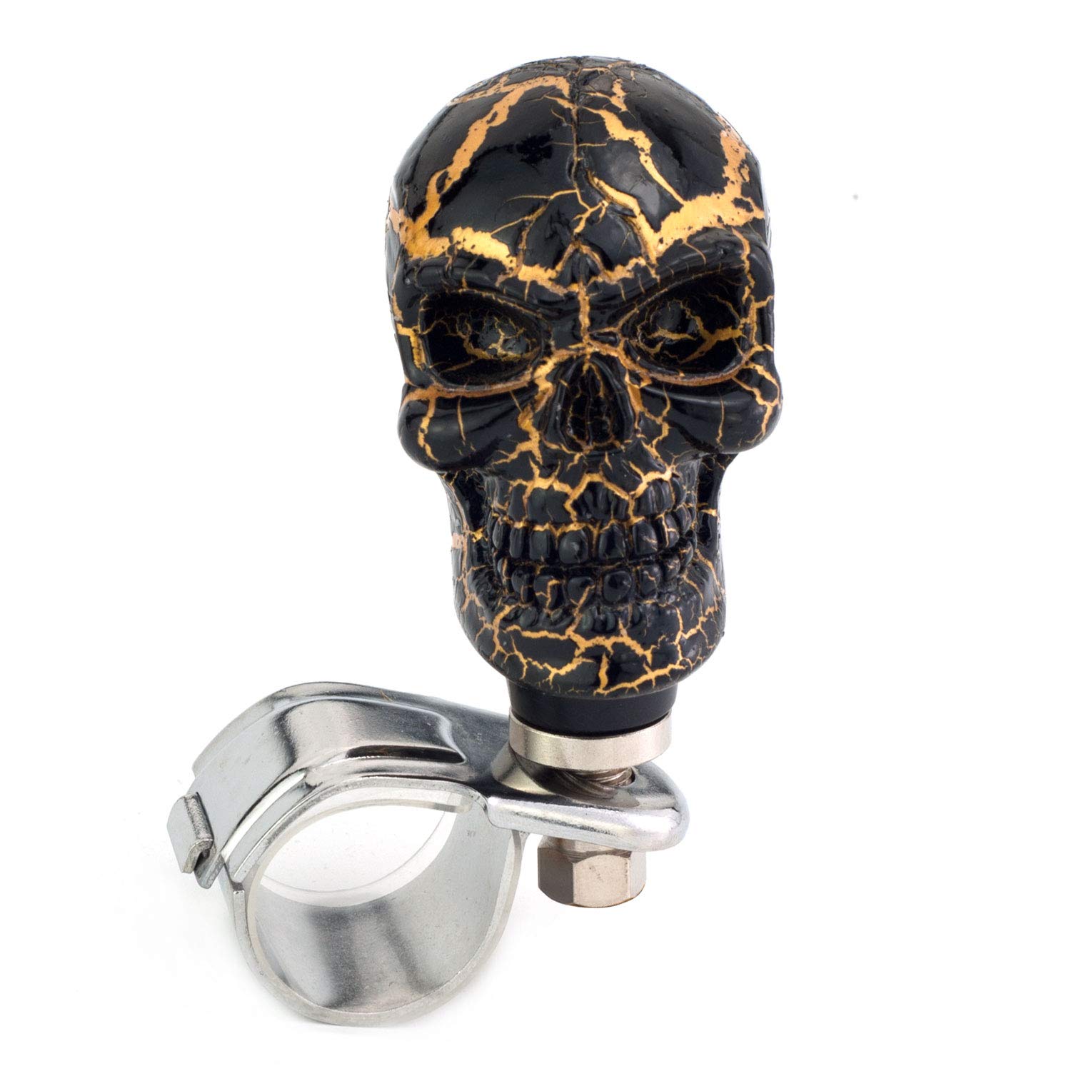Skull Car Steering Wheel Knob - Black Skeleton Style for Manual & Automatic Vehicles - Easy Grip Driving Aid