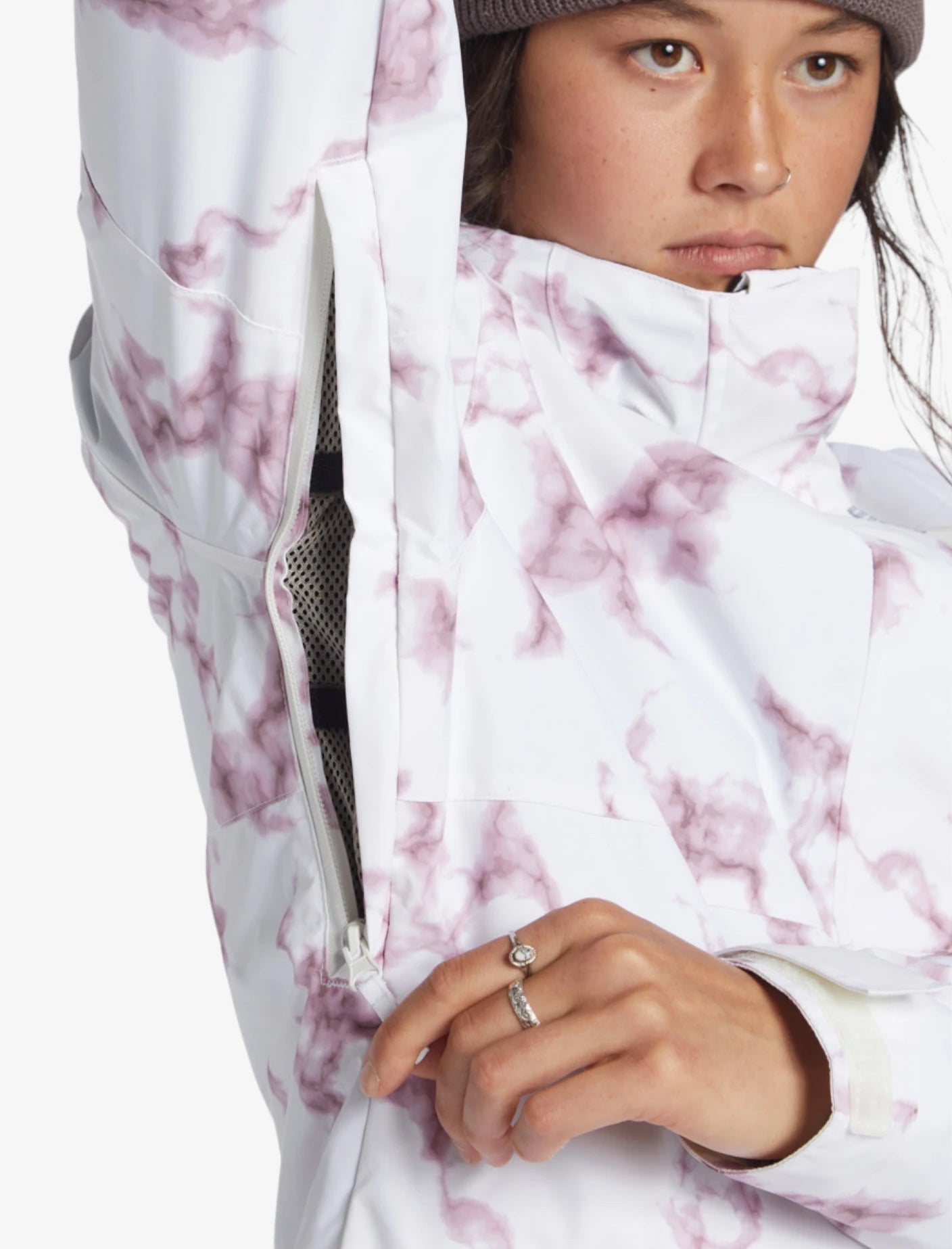 DC Women's Snow Cruiser Jacket in White & Pink - Waterproof Winter Coat for Skiing, Snowboarding & Outdoor Activities