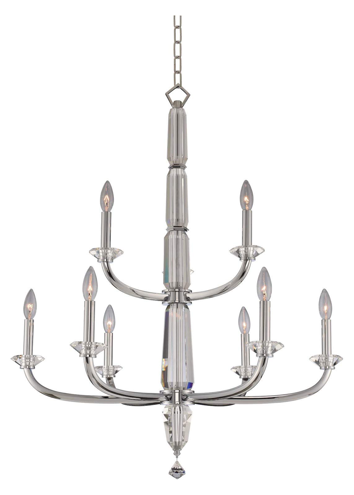 Palermo 2 Tier Chandelier with 6+3 Lights in Chrome Finish - Elegant Dining Room & Living Room Lighting Fixture