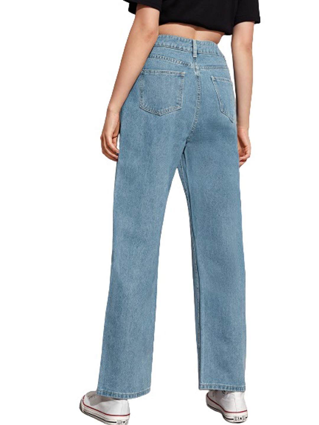 KOTTY Women's High Rise Relaxed Fit Cotton Lycra Blend Ankle Length Jeans - Comfortable Stretchy Casual Pants for Everyday Wear, Work & Weekend Outings