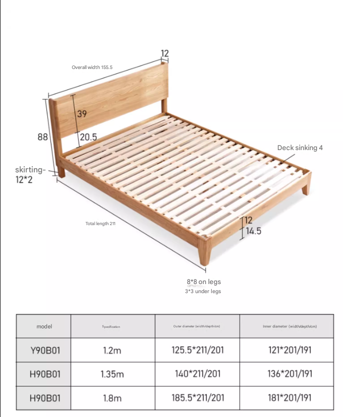 Solid Oak Wood LED Bed Frame with Built-in Lighting - Perfect for Modern Bedrooms, Guest Rooms, and Cozy Home Decor