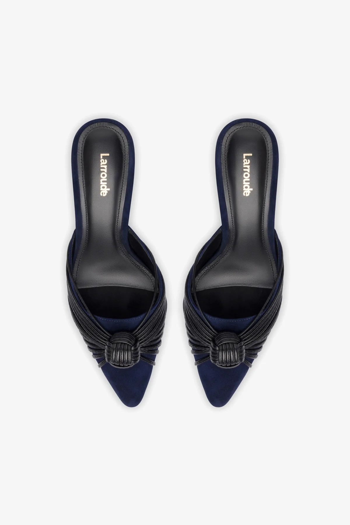 Valerie Mini Pump Shoes in Navy Suede & Black Leather - Elegant Women's Heels for Work, Party & Special Occasions