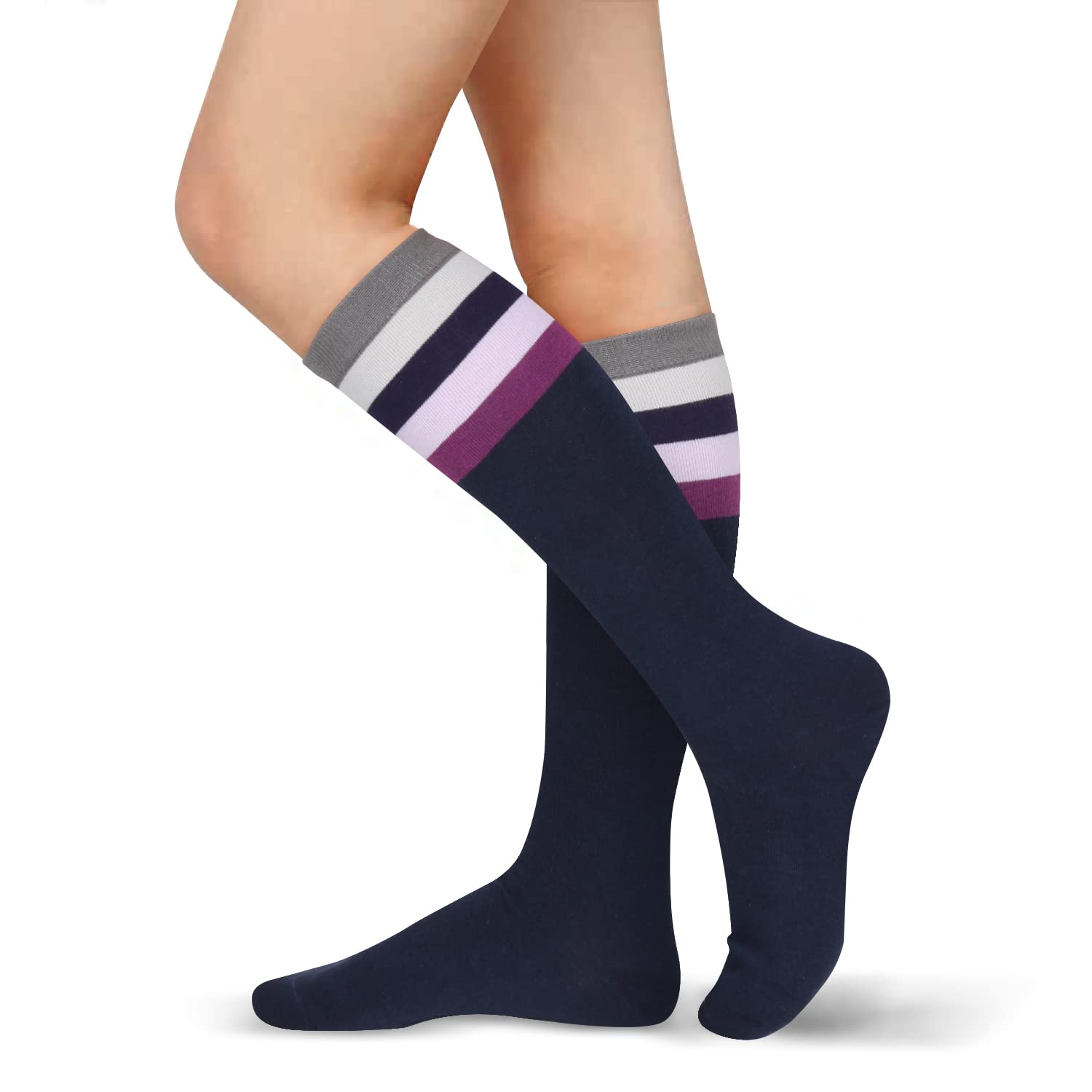 Benefeet Women's Knee High Striped Socks - Athletic & Cute for Soccer