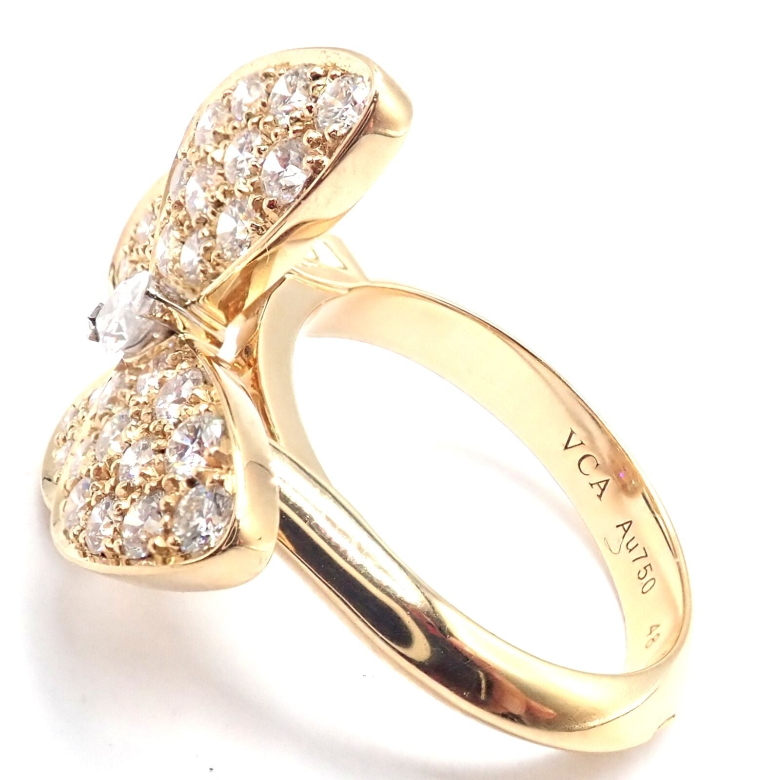 Authentic Van Cleef & Arpels 18k Yellow Gold Diamond Two Butterfly Ring with Certification - Luxury Jewelry Gift for Anniversary, Wedding & Special Occasions