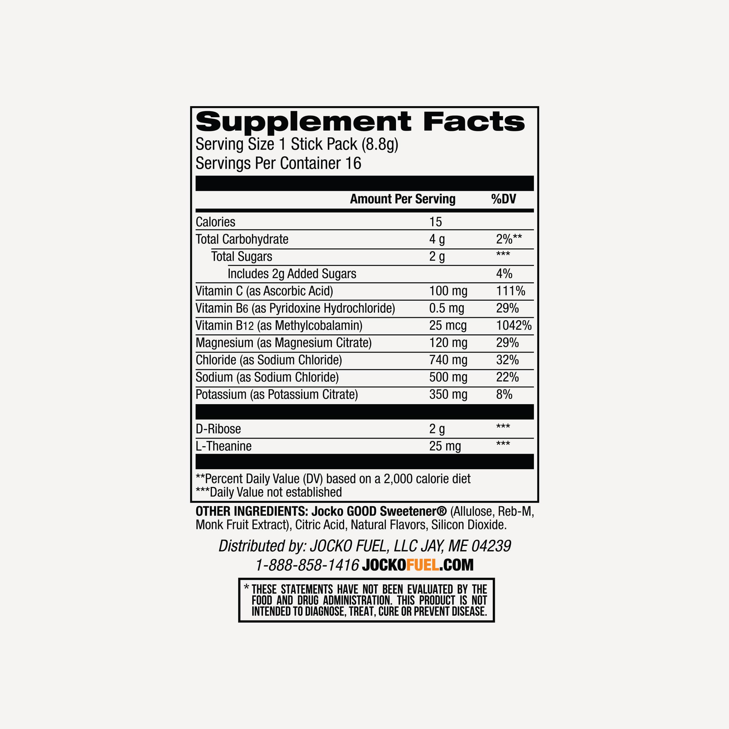 JOCKO Hydrate Sticks - Electrolyte Powder Packets for Rapid Hydration | Perfect for Workouts, Running, Sports & Outdoor Activities