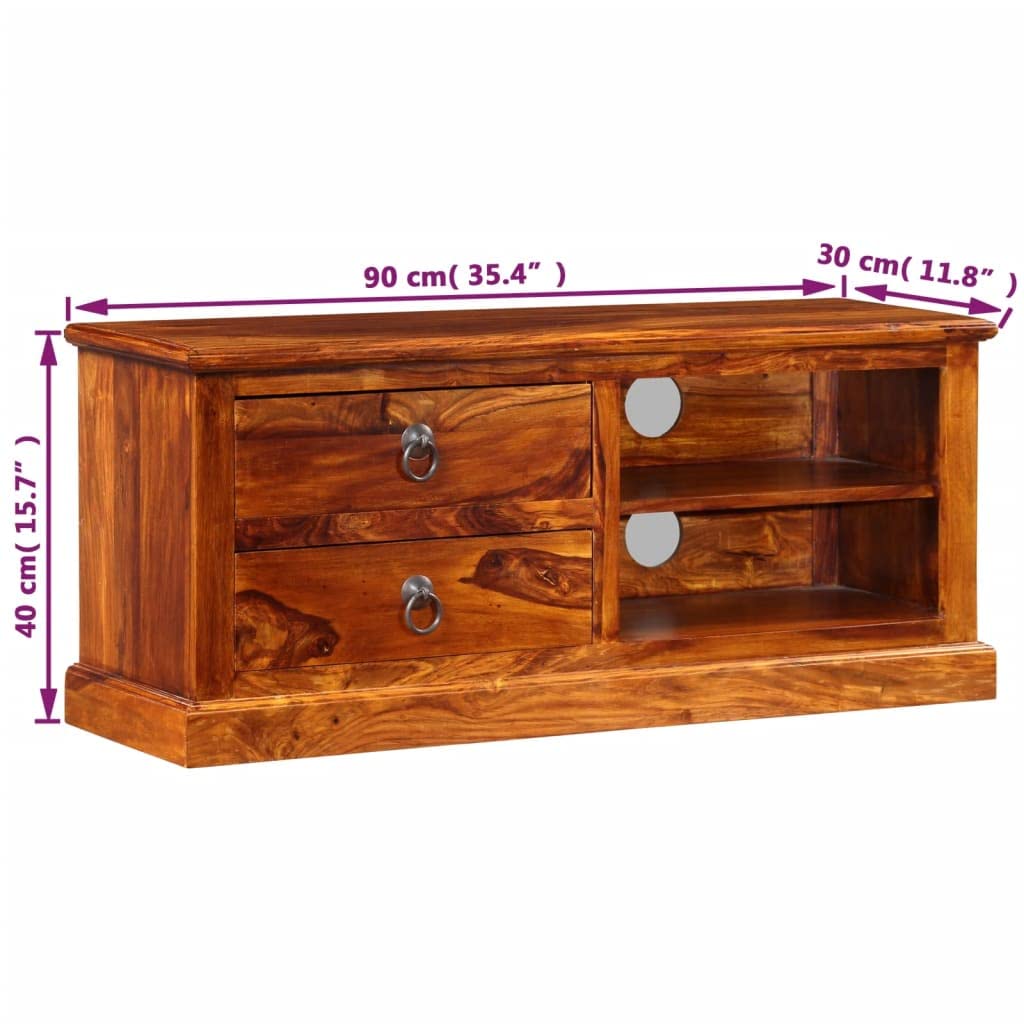 Farmhouse Style Solid Sheesham Wood TV Stand with Storage - Entertainment Center & Media Console for Living Room - Perfect for Home Theater Setup & Cozy Living Spaces