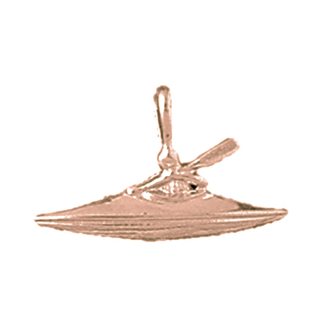 14K Solid Rose Gold Kayak Pendant Necklace - 13mm Handmade Jewelry for Women, Perfect Gift for Kayaking Enthusiasts & Outdoor Lovers
