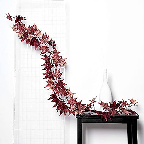 70-Inch Burgundy Artificial Fall Maple Leaf Garland - Faux Autumn Foliage for Wedding, Party & Reception Decor - Home & Event Decoration Supplies