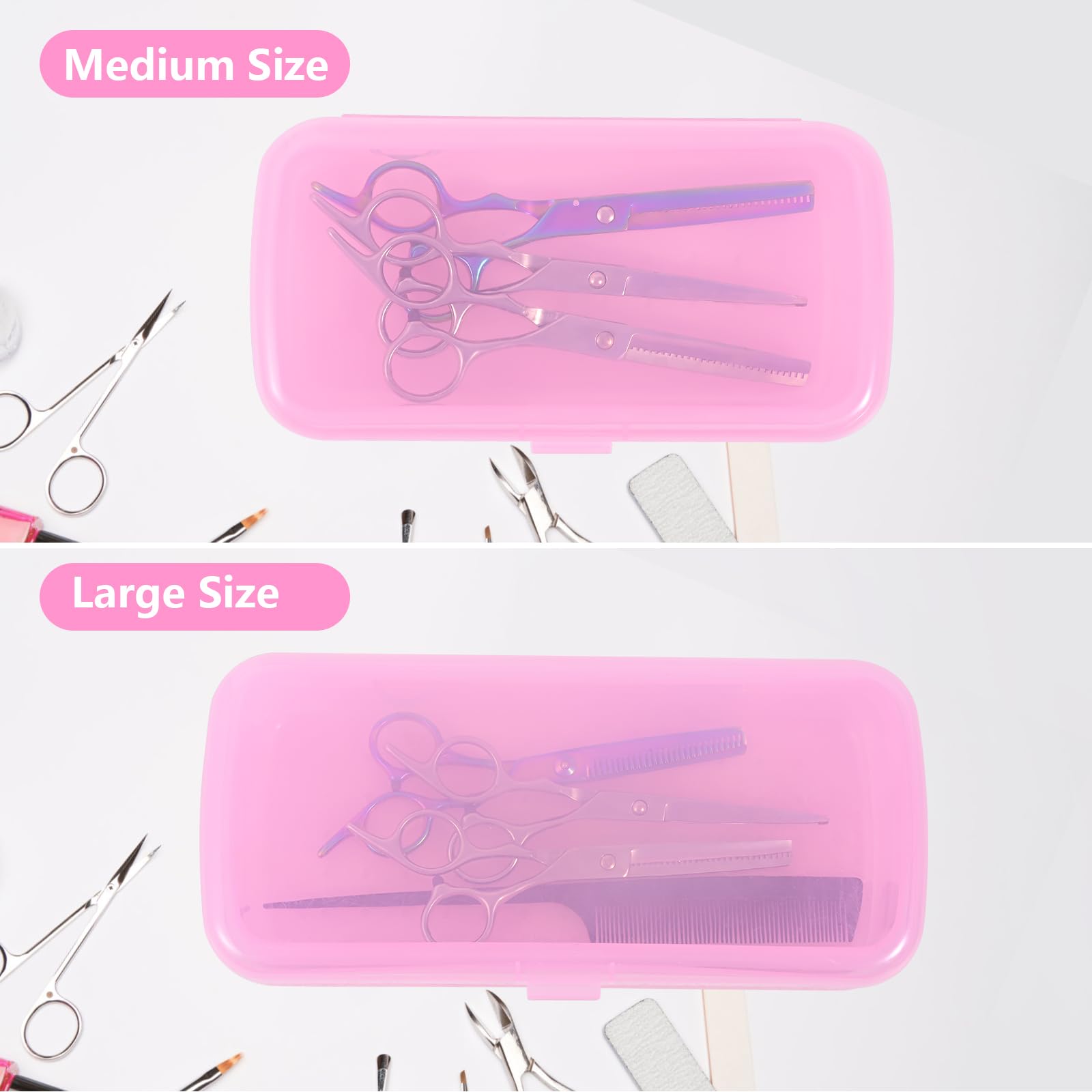 Pink Nail Tool Sterilizer Box - Large Transparent Plastic Sterilization Tray & Storage Organizer for Tweezers, Eyelash Extensions & Nail Implements - Perfect for Salons, Spas & Home Manicure Stations