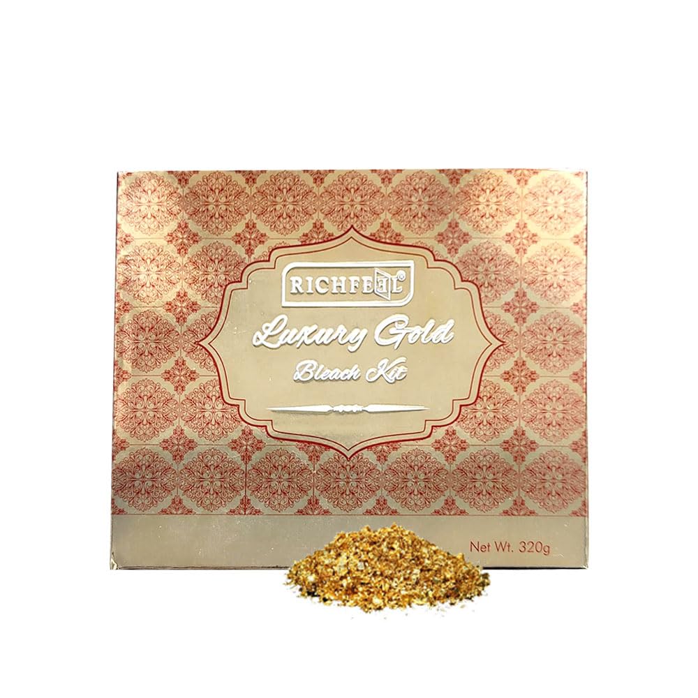 Richfeel Luxury Gold Skin Bleach Cream for Radiant & Glowing Complexion - Skin Brightening & Whitening Treatment (320g) | Perfect for Special Occasions, Bridal Prep & Evening Out Looks