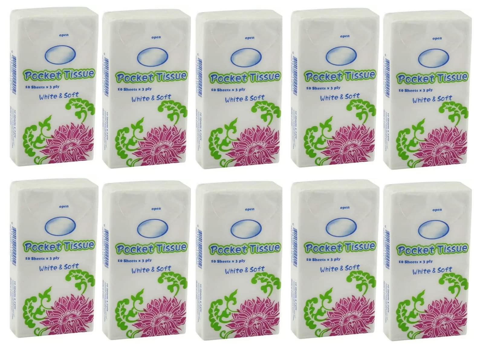 Soft Pocket Tissue Packs - 100 Sheets (Pack of 10) | Premium Cotton Face Tissues for Women, Men & Kids | Gentle & Disposable Facial Tissues | Perfect for Travel, Office, School & Everyday Use