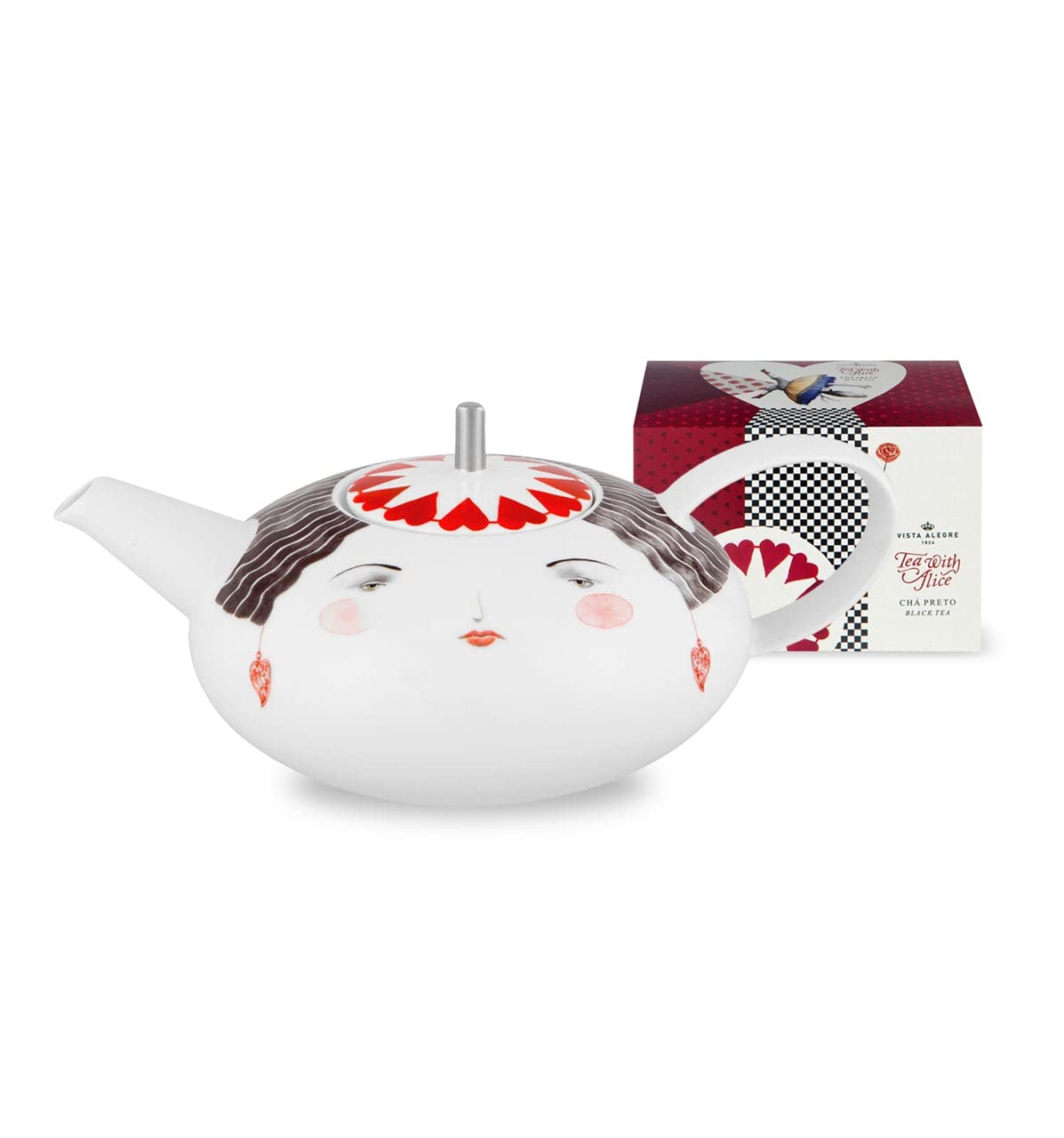 Vista Alegre Alice in Wonderland Tea Set with Teapot & Black Tea - Whimsical Afternoon Tea Party Collection for Disney Fans & Home Decor