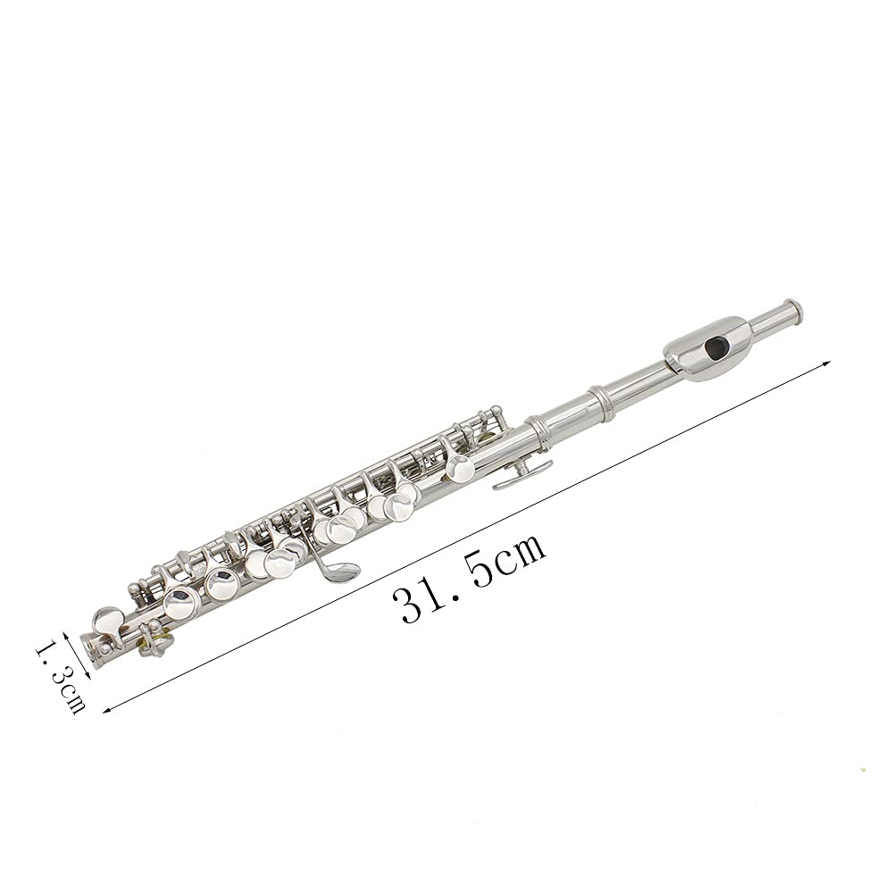 16 Hole C Piccolo Flute - Silver Plated Detachable Beginner Piccolo Set with Screwdriver, Cleaning Tools & Case | Perfect for Music Students, Band Practice & Solo Performances