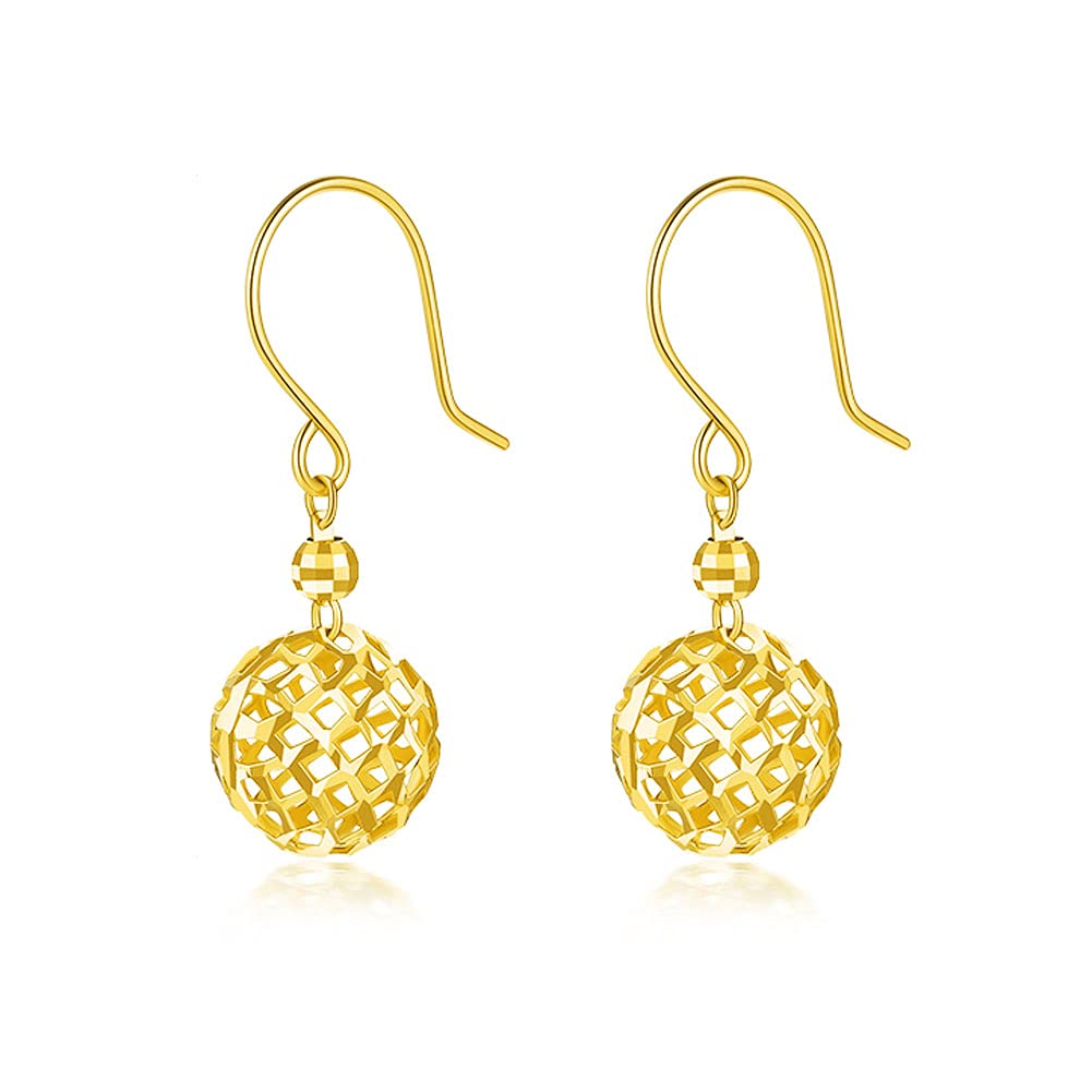 18K Solid Gold Ball Stud Earrings for Women - Real Gold Push Back Beaded Earrings - Tiny Italian Jewelry Gift for Girls - Certified Pure Gold Bridal Jewelry - Perfect for Weddings, Anniversaries & Special Occasions