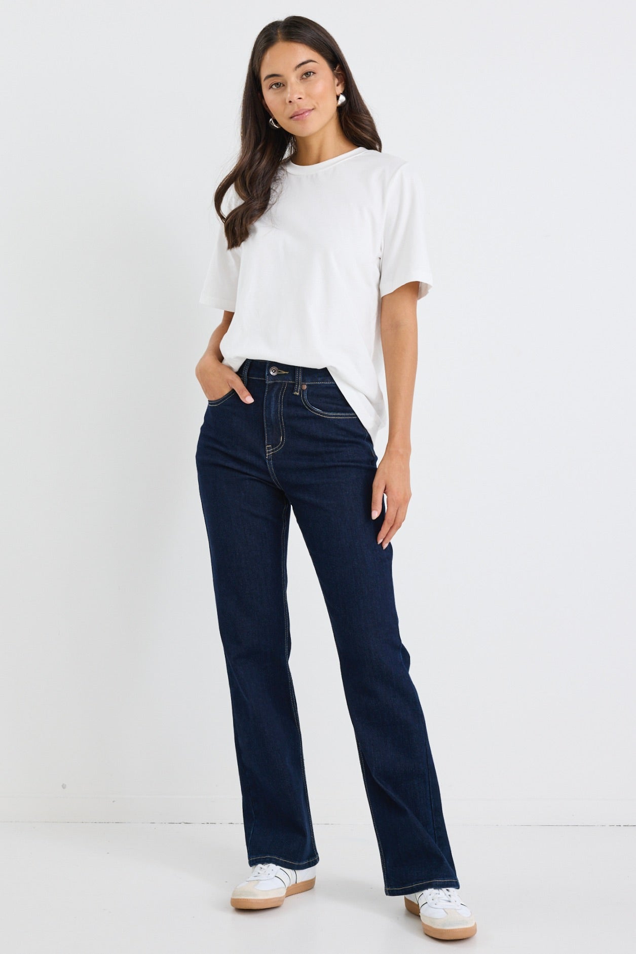 Farah Indigo High Rise Soft Flare Jeans for Women - Stretchy Denim Pants with Comfortable Fit - Perfect for Casual Wear, Office Outfits & Date Nights