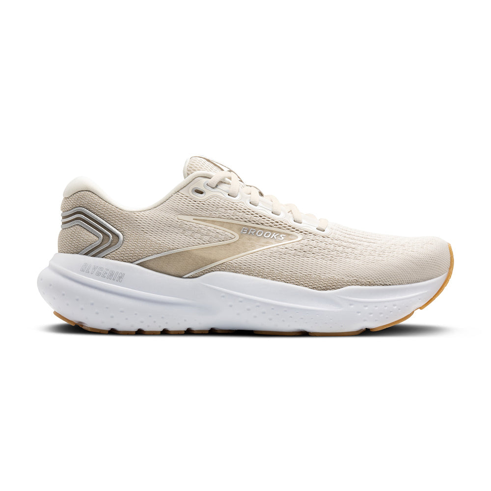 Brooks Glycerin 21 Men's Running Shoes - Khaki/Silver/White - Size 12.5 D Medium - Cushioned Road Running Sneakers for Long Distance & Marathon Training