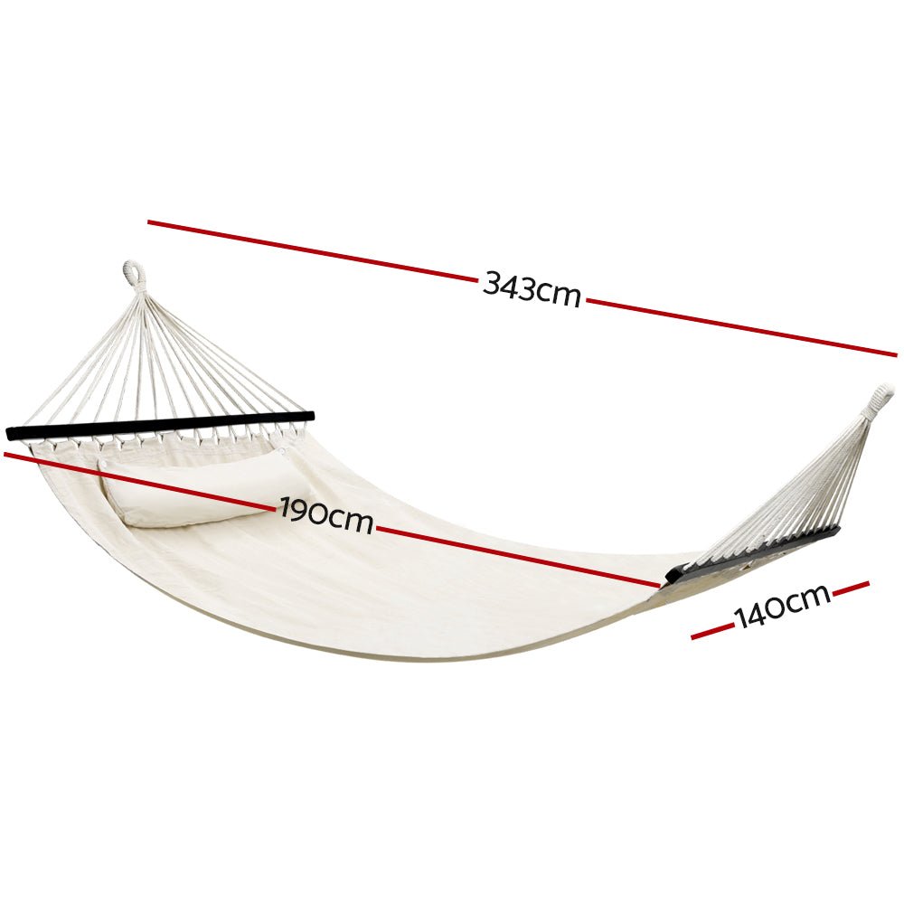 Portable 2-Person Hammock Bed with Pillow for Outdoor Camping, Backyard Relaxation & Beach Lounging