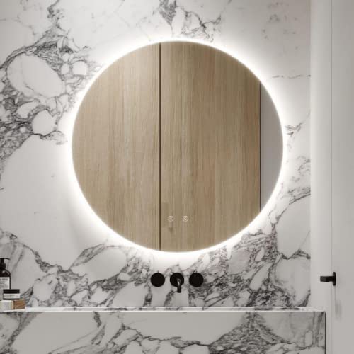ZEEK 32 Inch Round LED Bathroom Vanity Mirror with Backlit Lighting - Anti-Fog, 4000K Natural White Light, Hardwired to Switch (Model M-RN32) - Perfect for Modern Bathrooms, Makeup Application & Spa-Like Experience